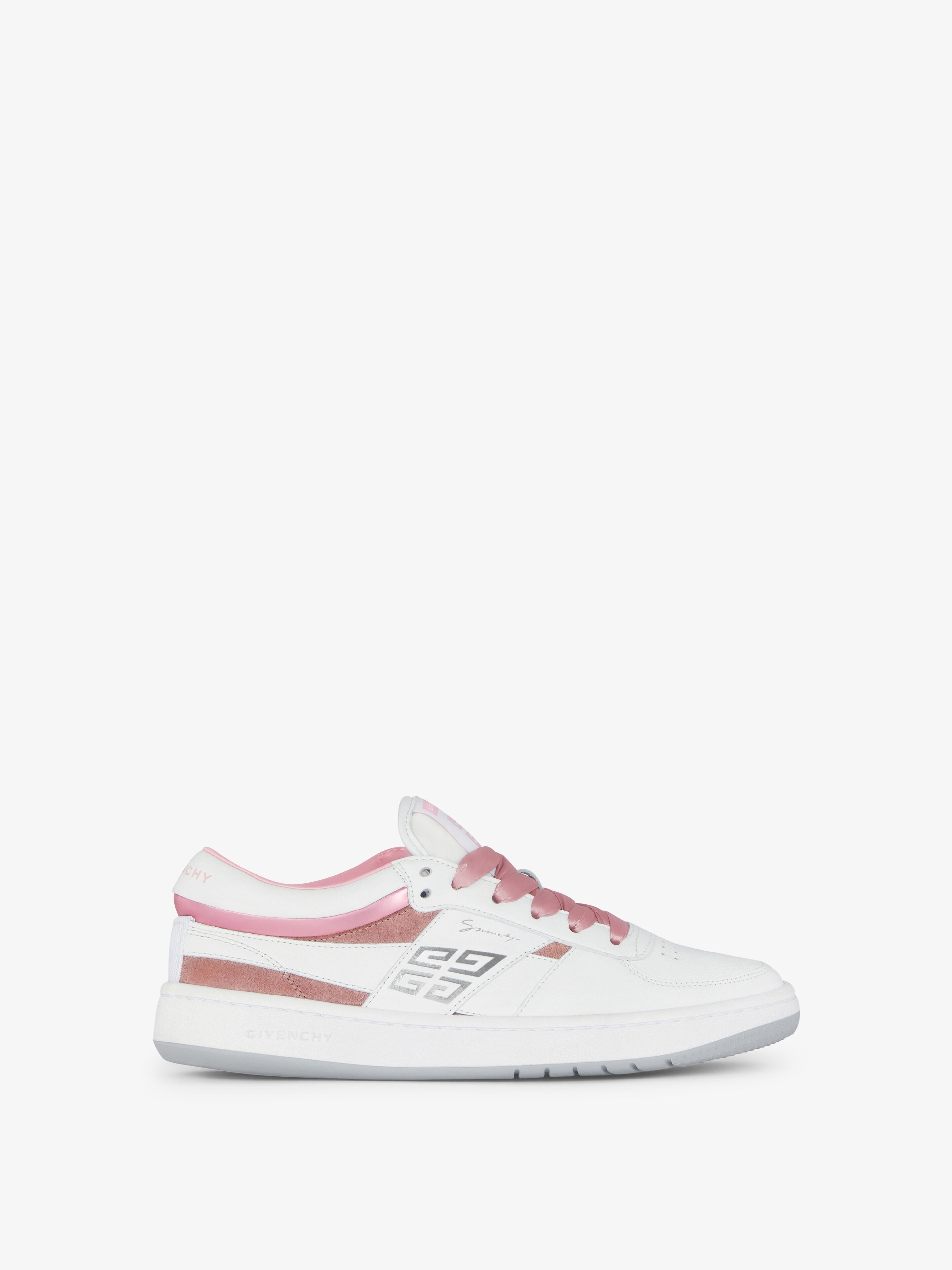 Givenchy G Move Sneakers In Mixed Leathers In White/pink