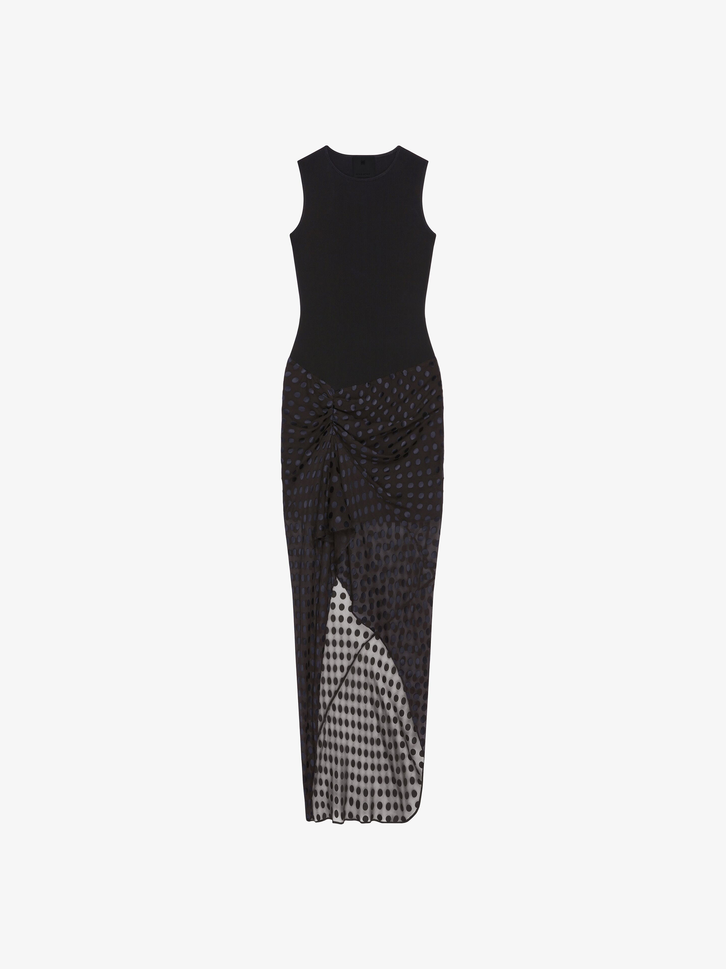 Givenchy - Robe Drapée En Jersey Et Satin Dévoré À Pois - Noir - pour Femme - Taille : 36