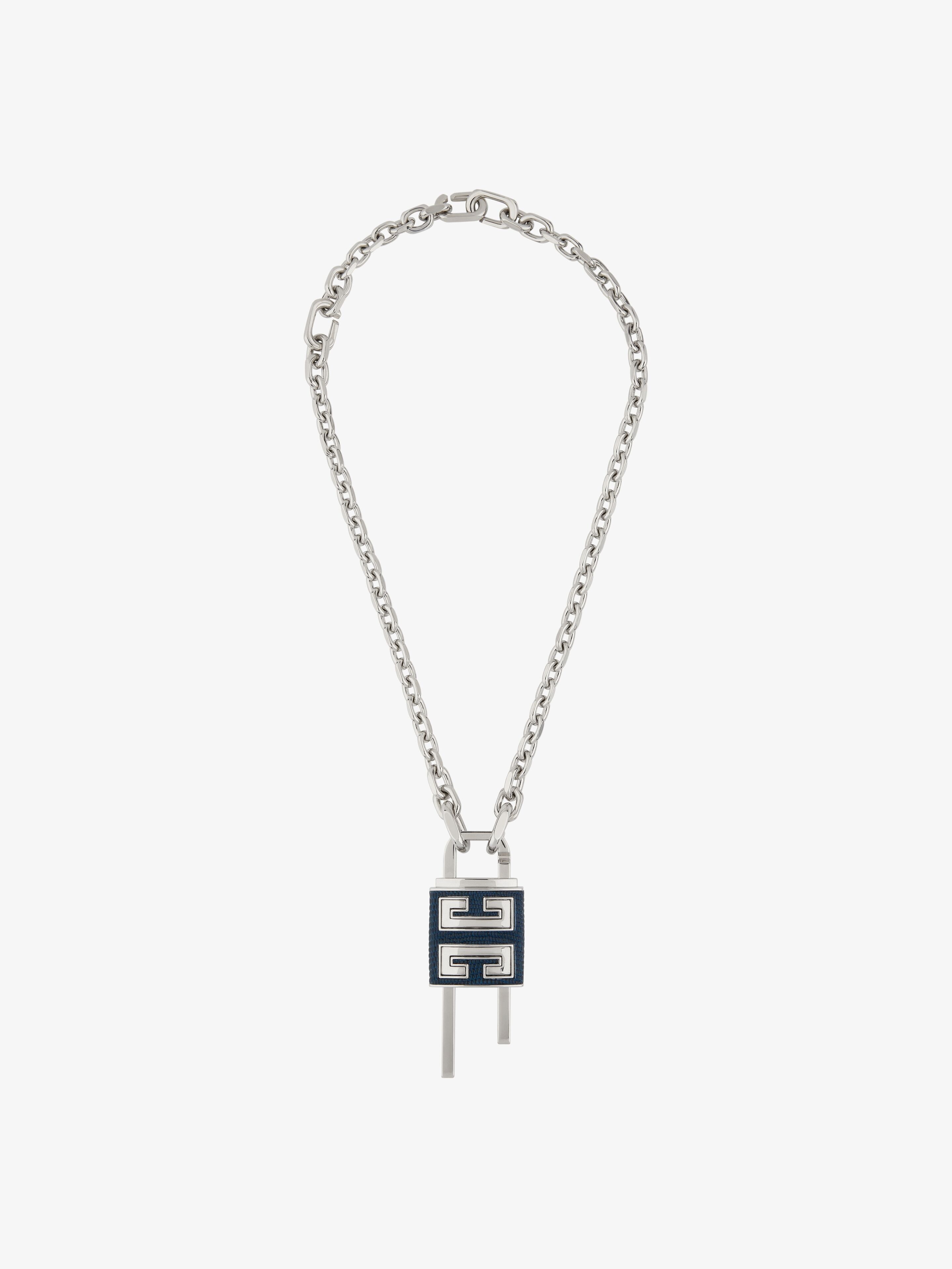 Shop Givenchy Small Lock Necklace In Metal And Leather In Multicolor