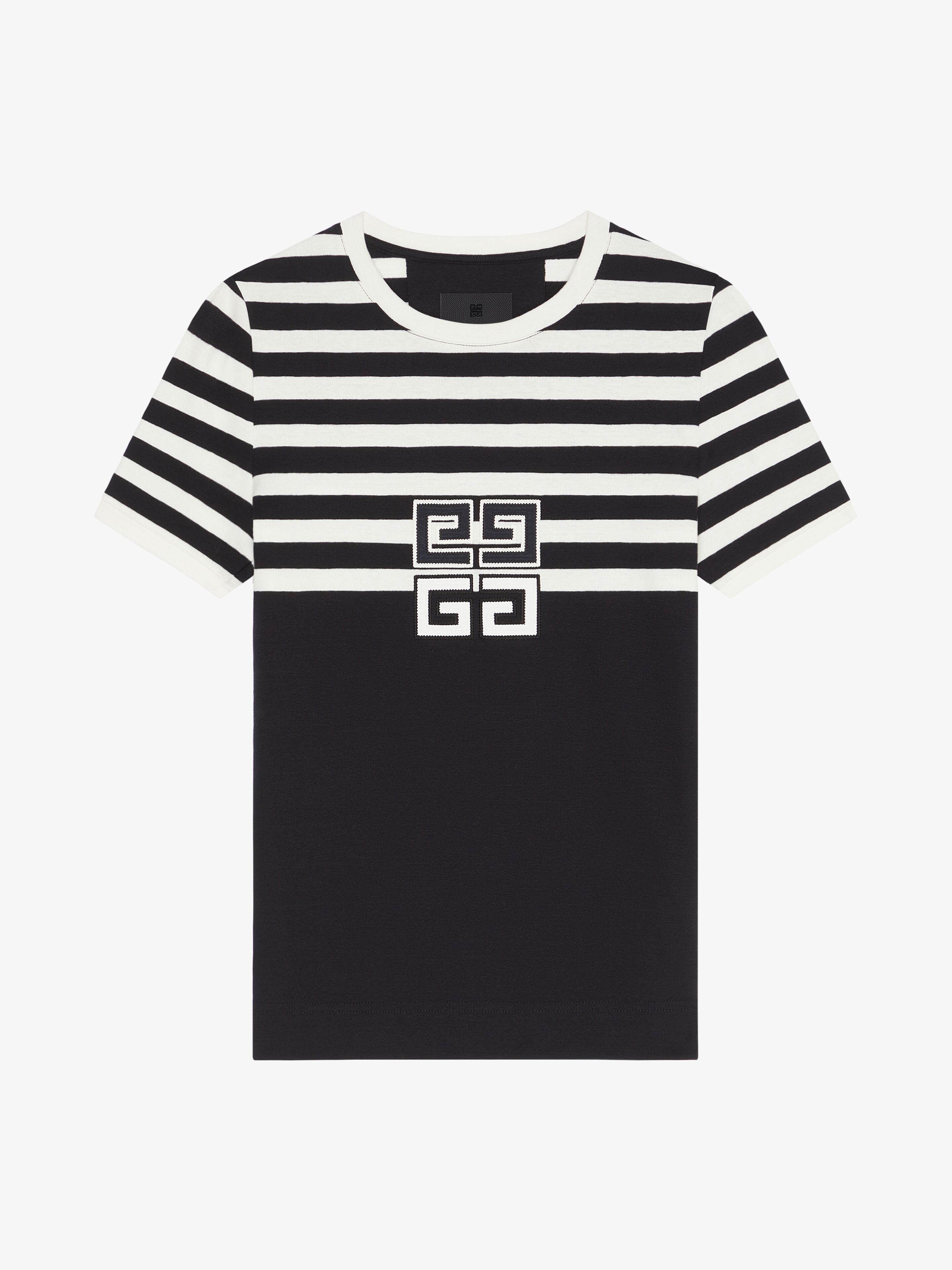 Shop Givenchy T-shirt Rayé 4g Slim En Coton In Black/white