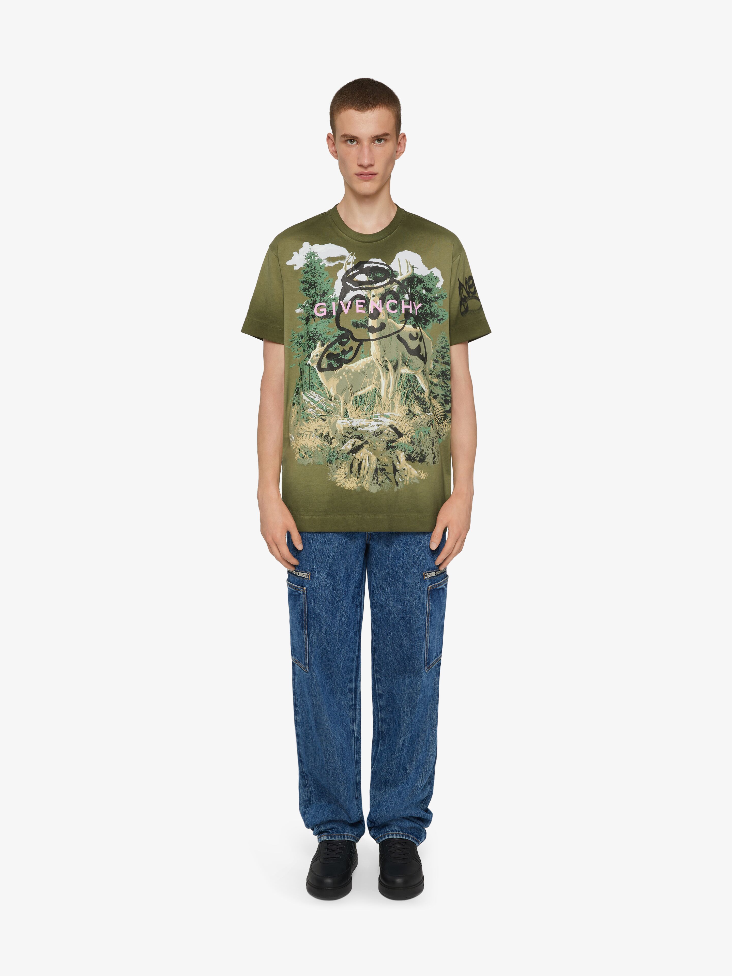 Oversized t shirt in cotton with GIVENCHY Angel print aqua green