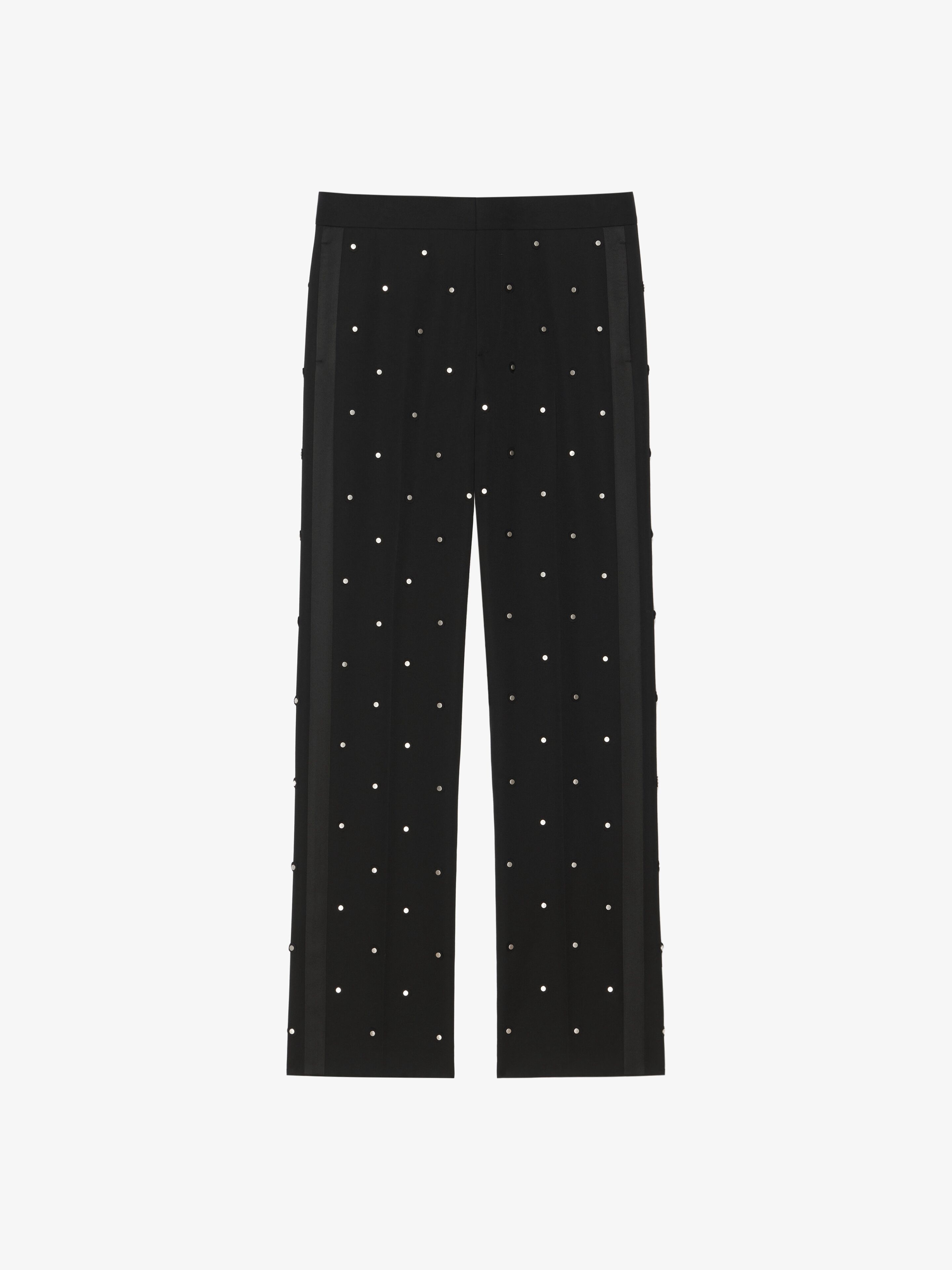 Shop Givenchy Wide Pants In Wool With Piping And Studs In Black