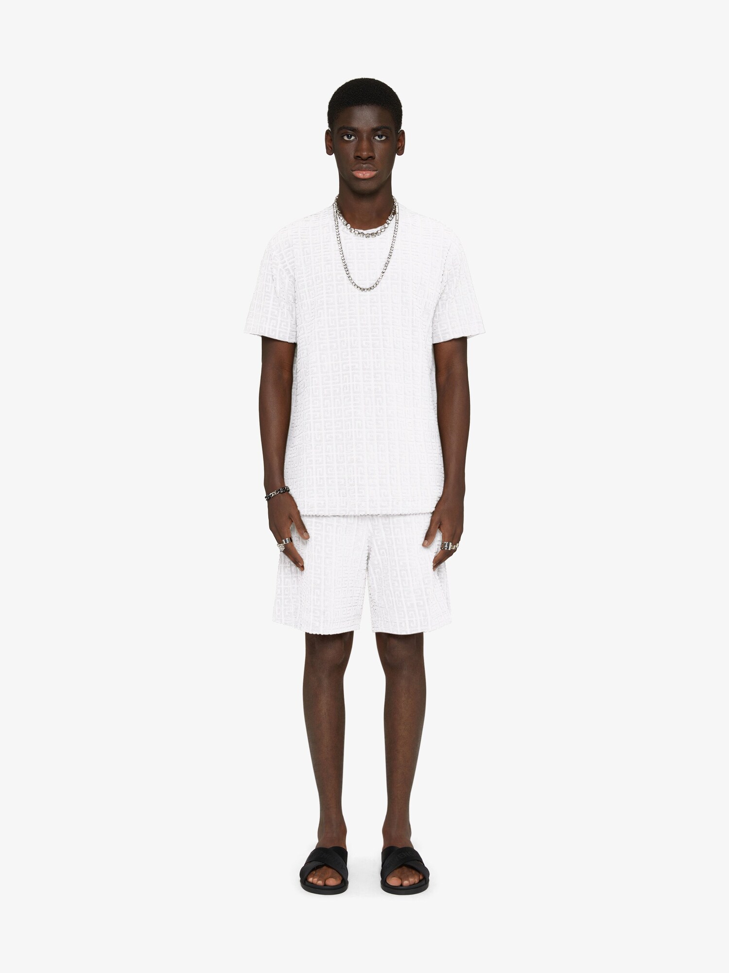 T-shirt in 4G towelling cotton jacquard - white | Givenchy US