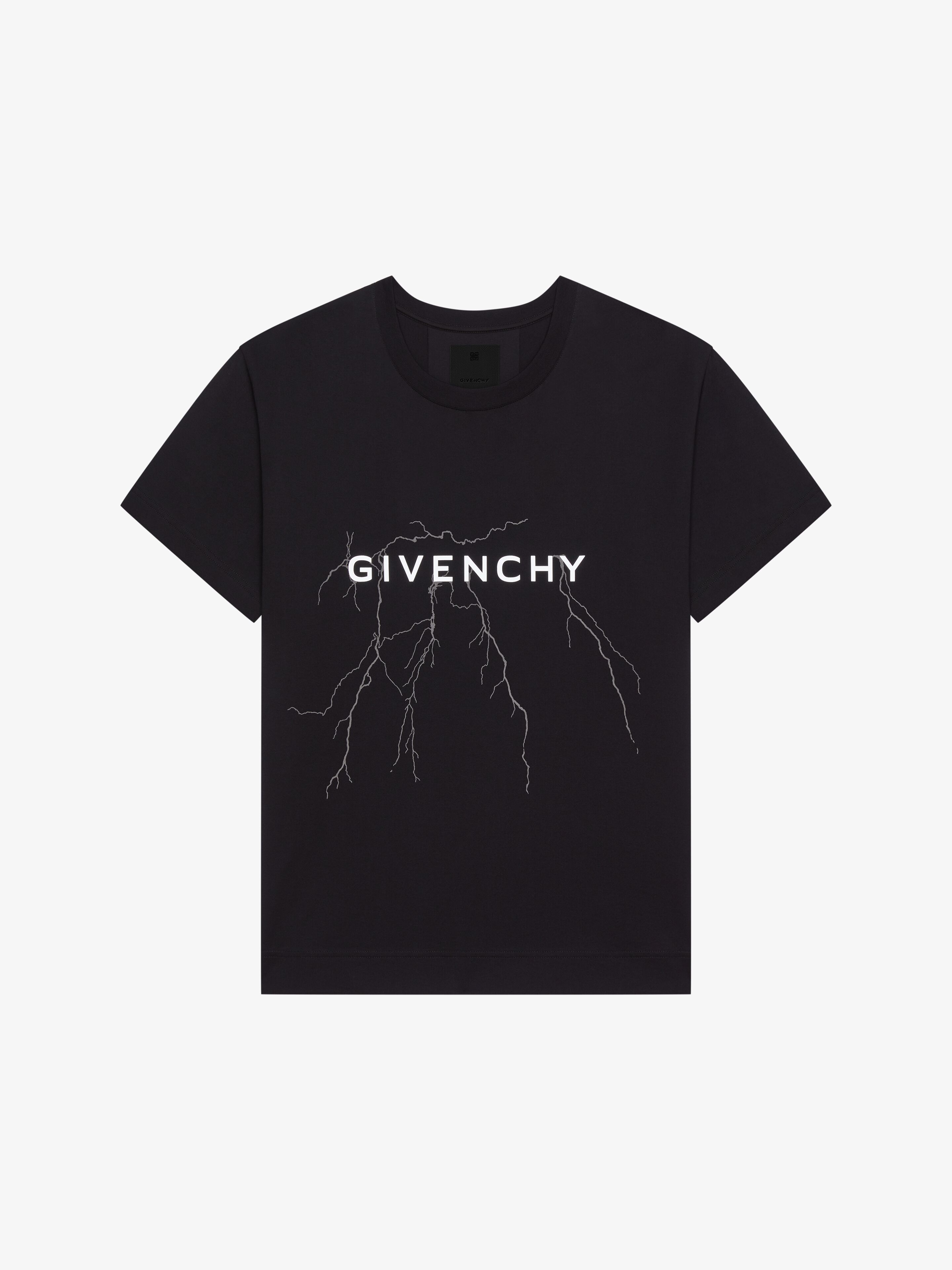 Shop Givenchy Boxy Fit T-shirt In Cotton With Reflective Artwork In Black