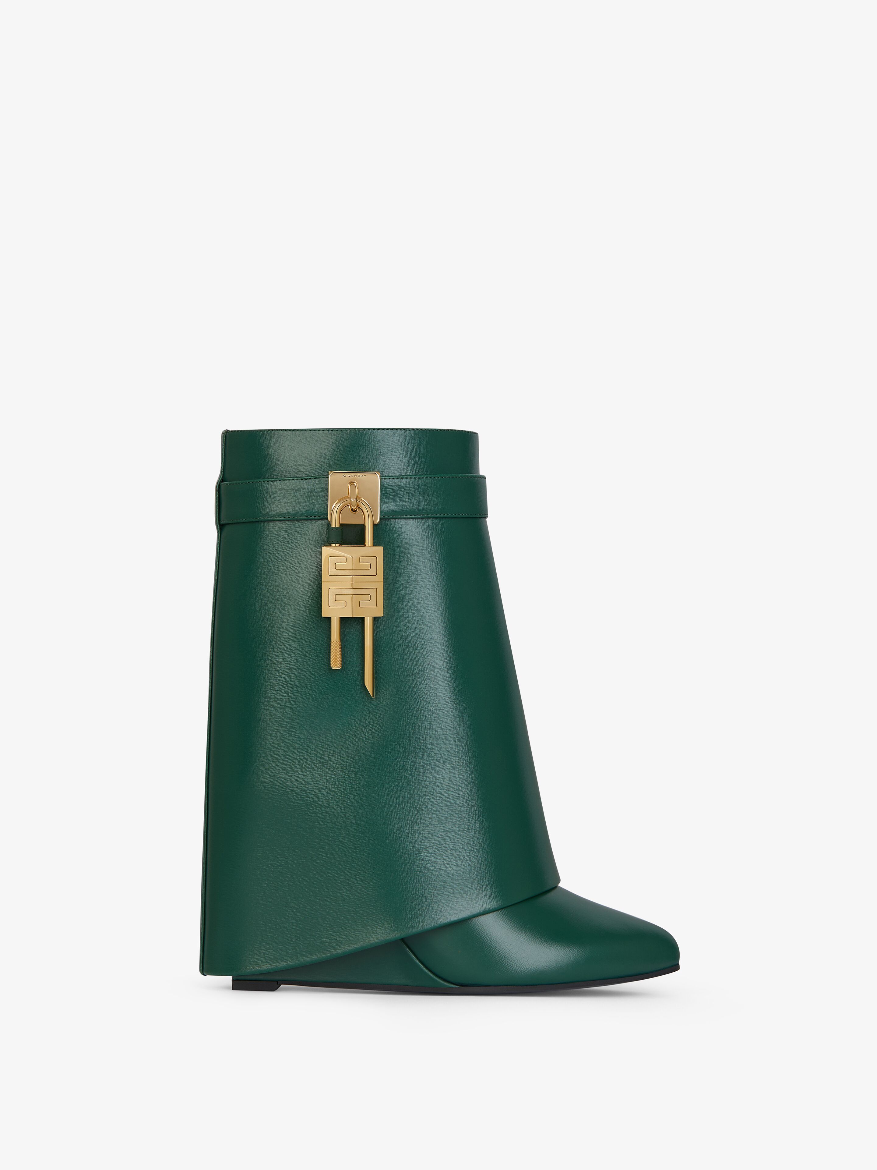 Givenchy - Bottines Shark Lock En Cuir - Vert - pour Femme - Taille : 38