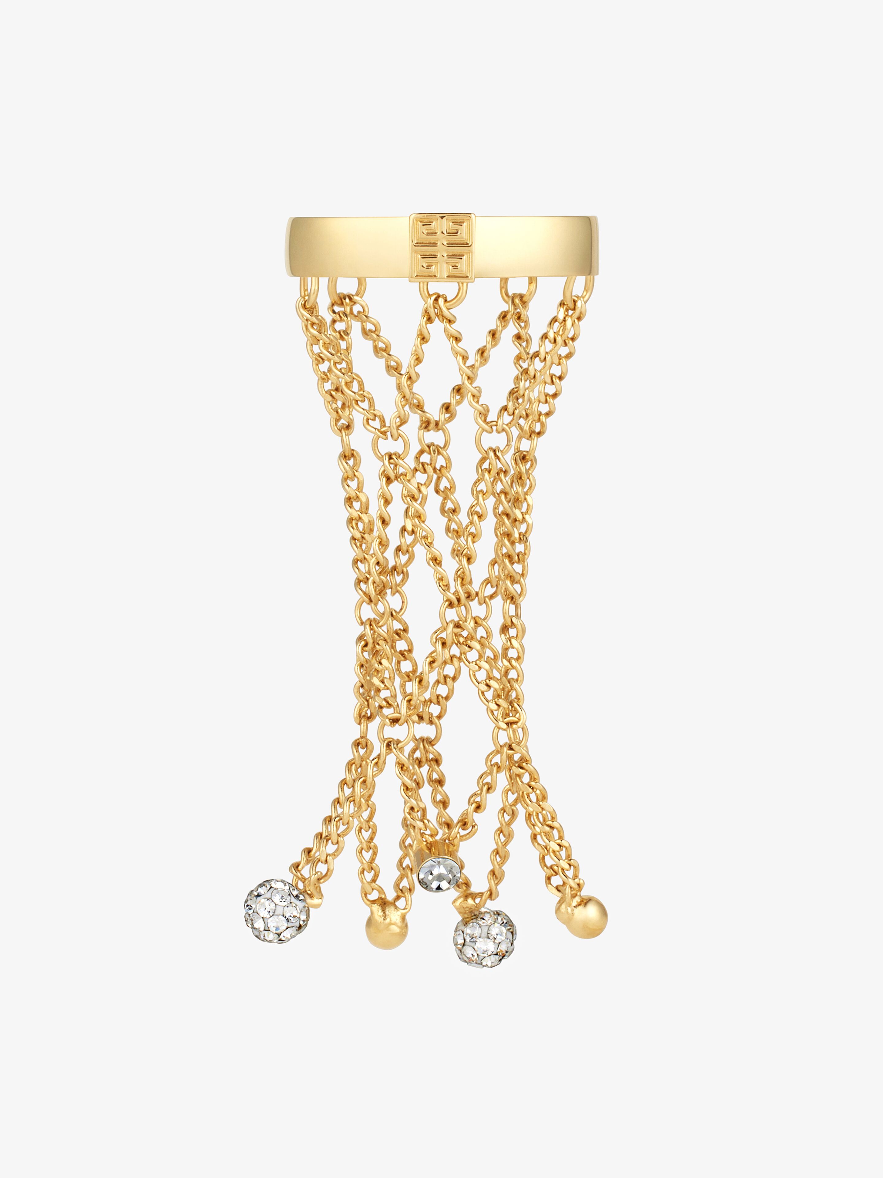 Shop Givenchy Pearling Ring In Metal With Pearls And Crystals In Gold