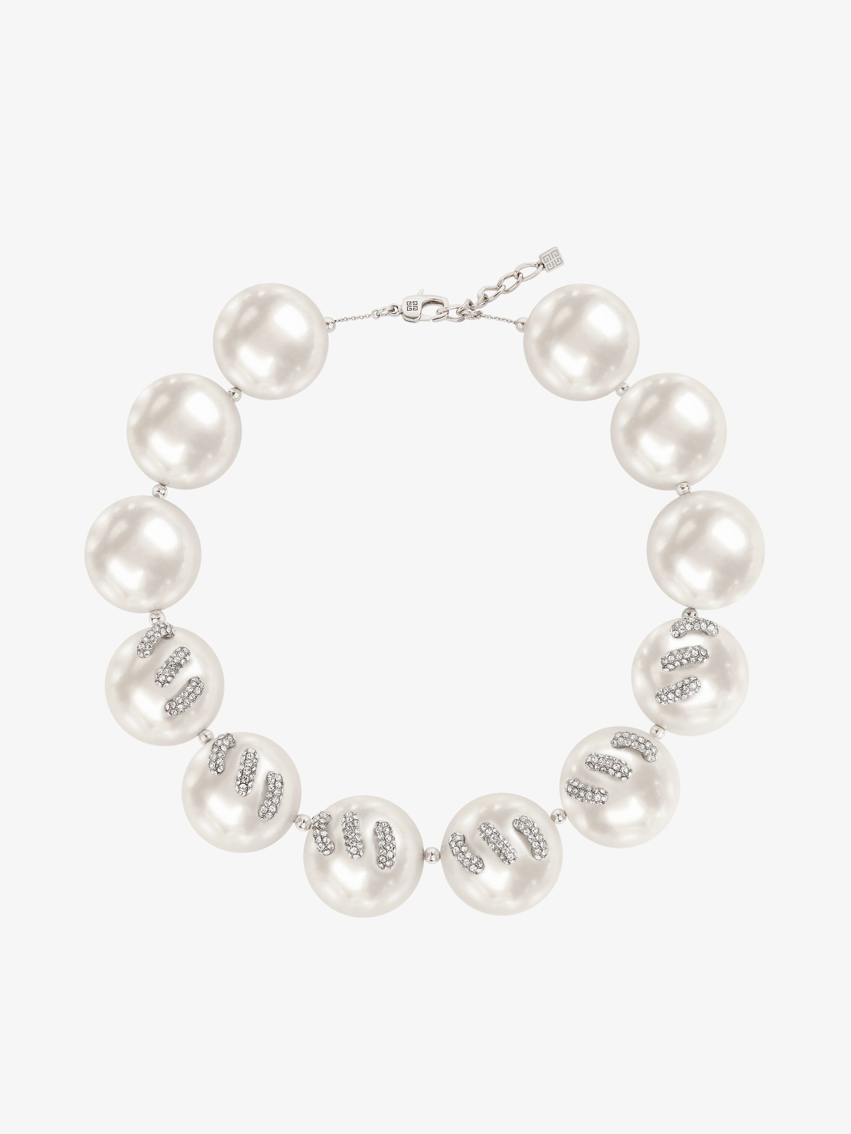 Shop Givenchy Stitch Necklace In Pearls With Crystals In Multicolor