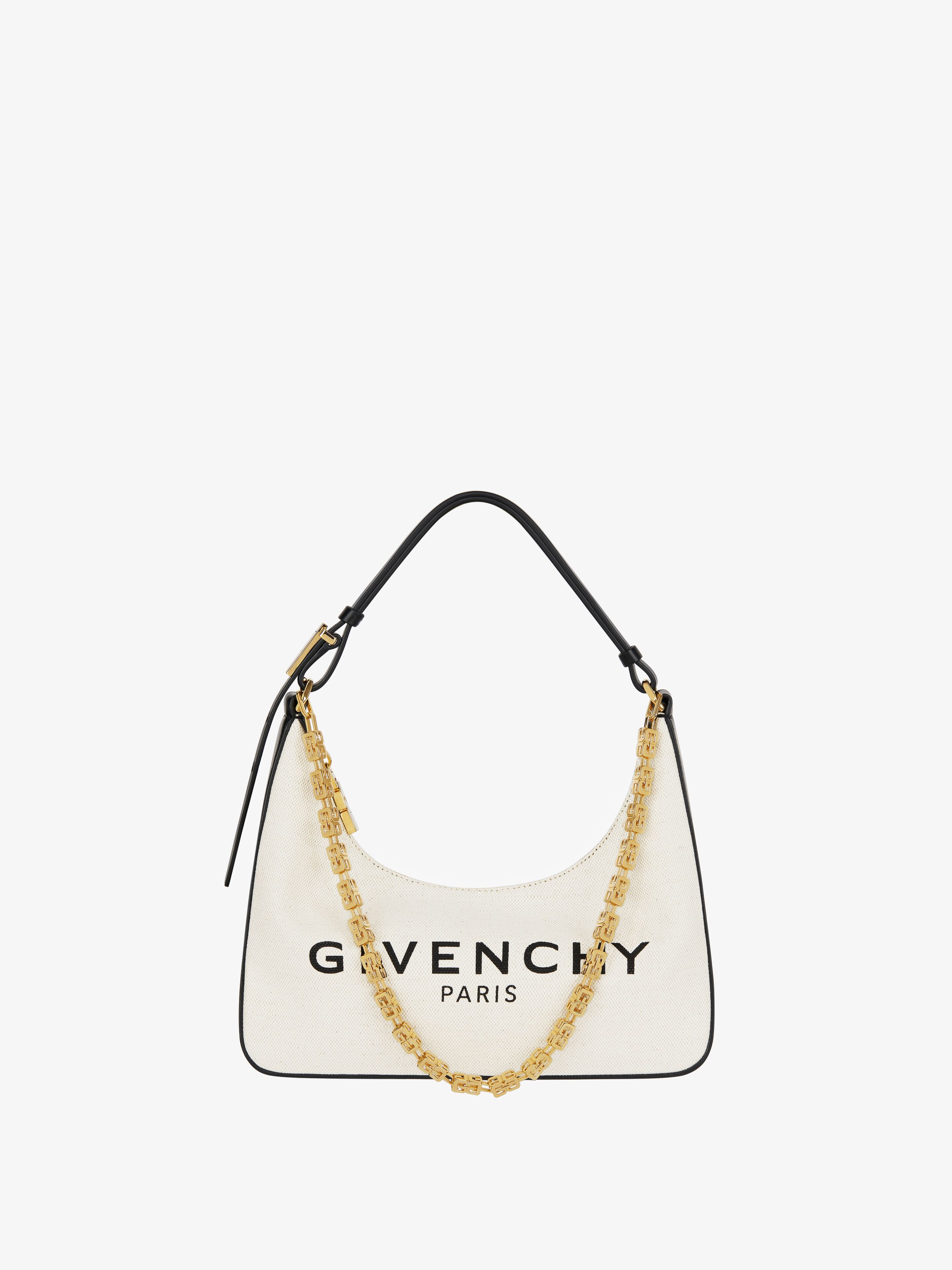 Shop Givenchy Small Moon Cut Out Bag In Canvas With Chain In Multicolor