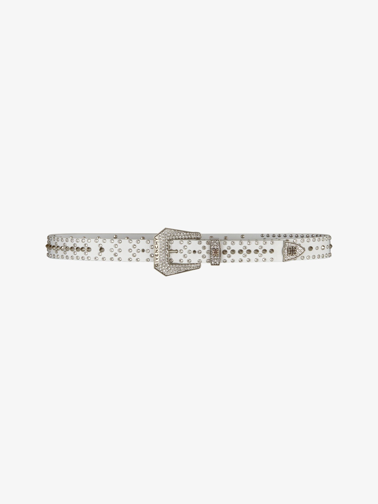 Belt in leather with studs and crystals | Givenchy US | Givenchy