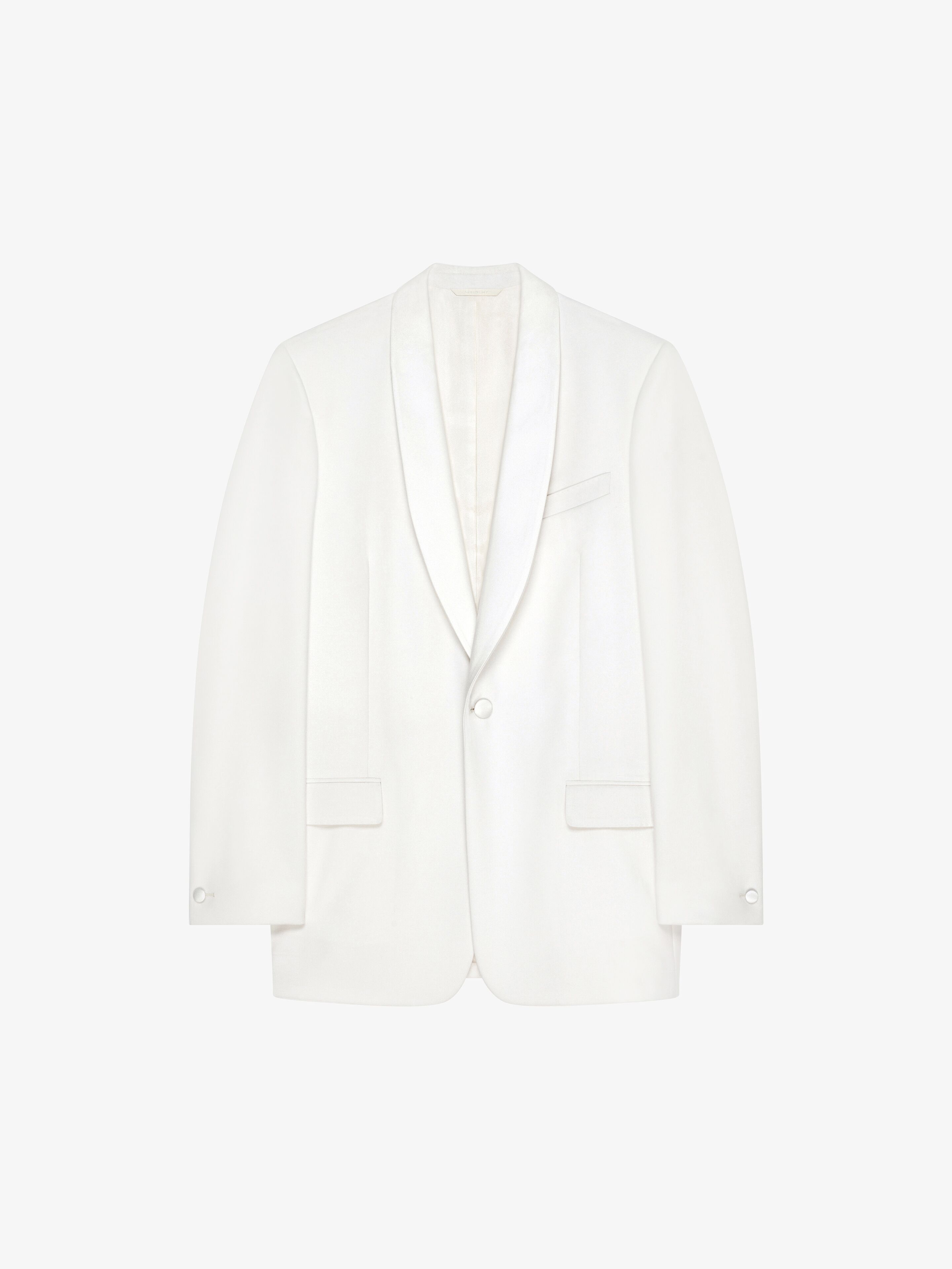 Givenchy - Veste En Laine Et Mohair Avec Détails En Satin - Blanc - pour Homme - Taille : 48