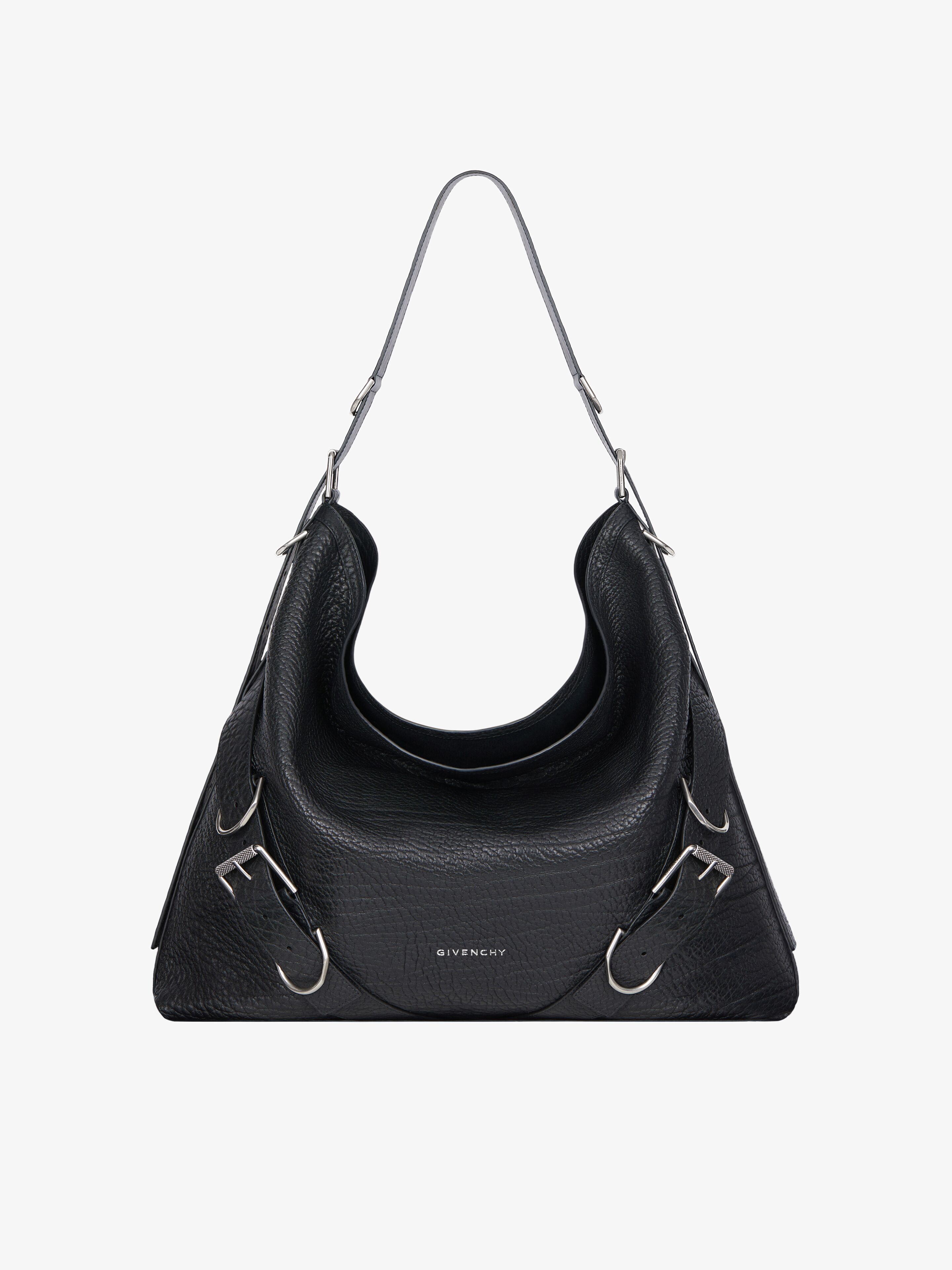 Large Voyou bag in grained leather black