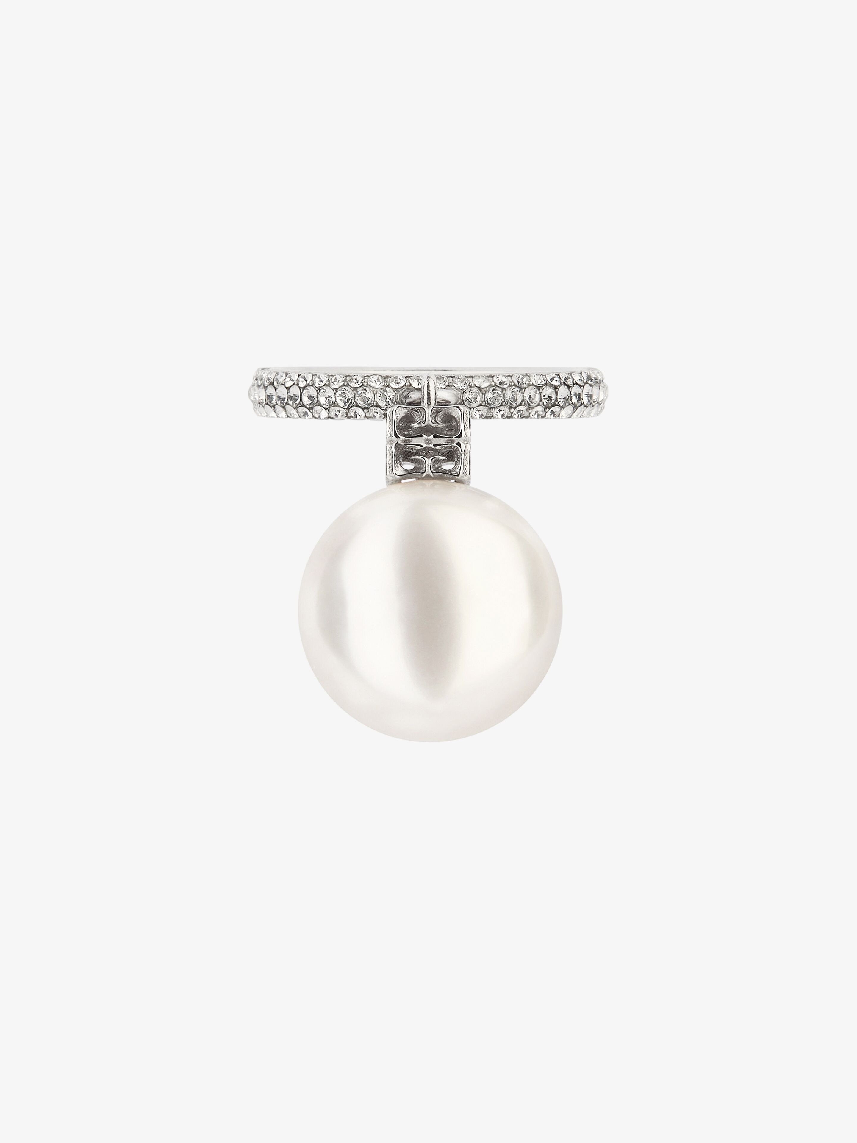 Shop Givenchy Pearl Ring In Metal With Crystals In White/silvery