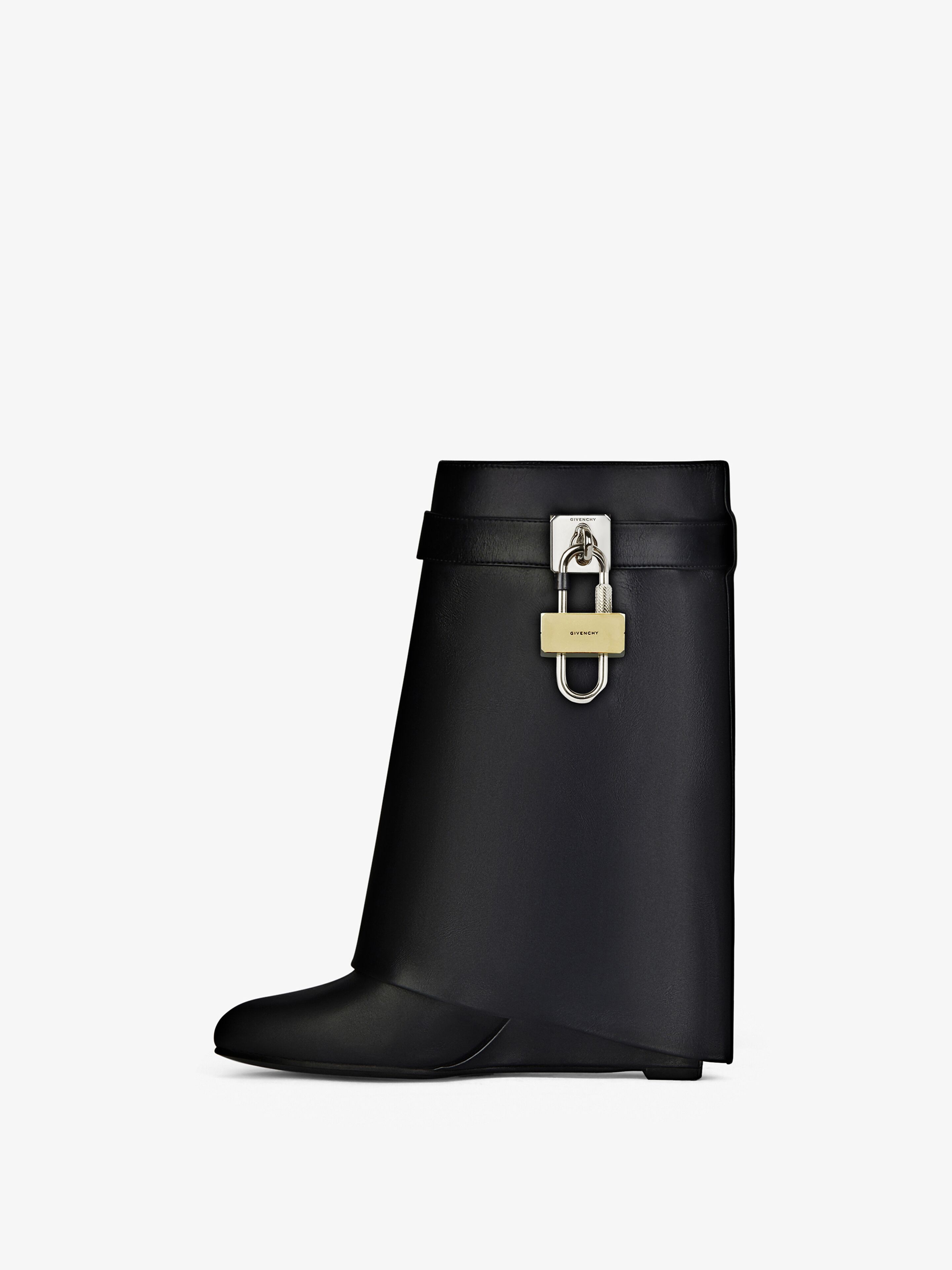 Givenchy Shark Lock Ankle Boots In Leather Black Women 40