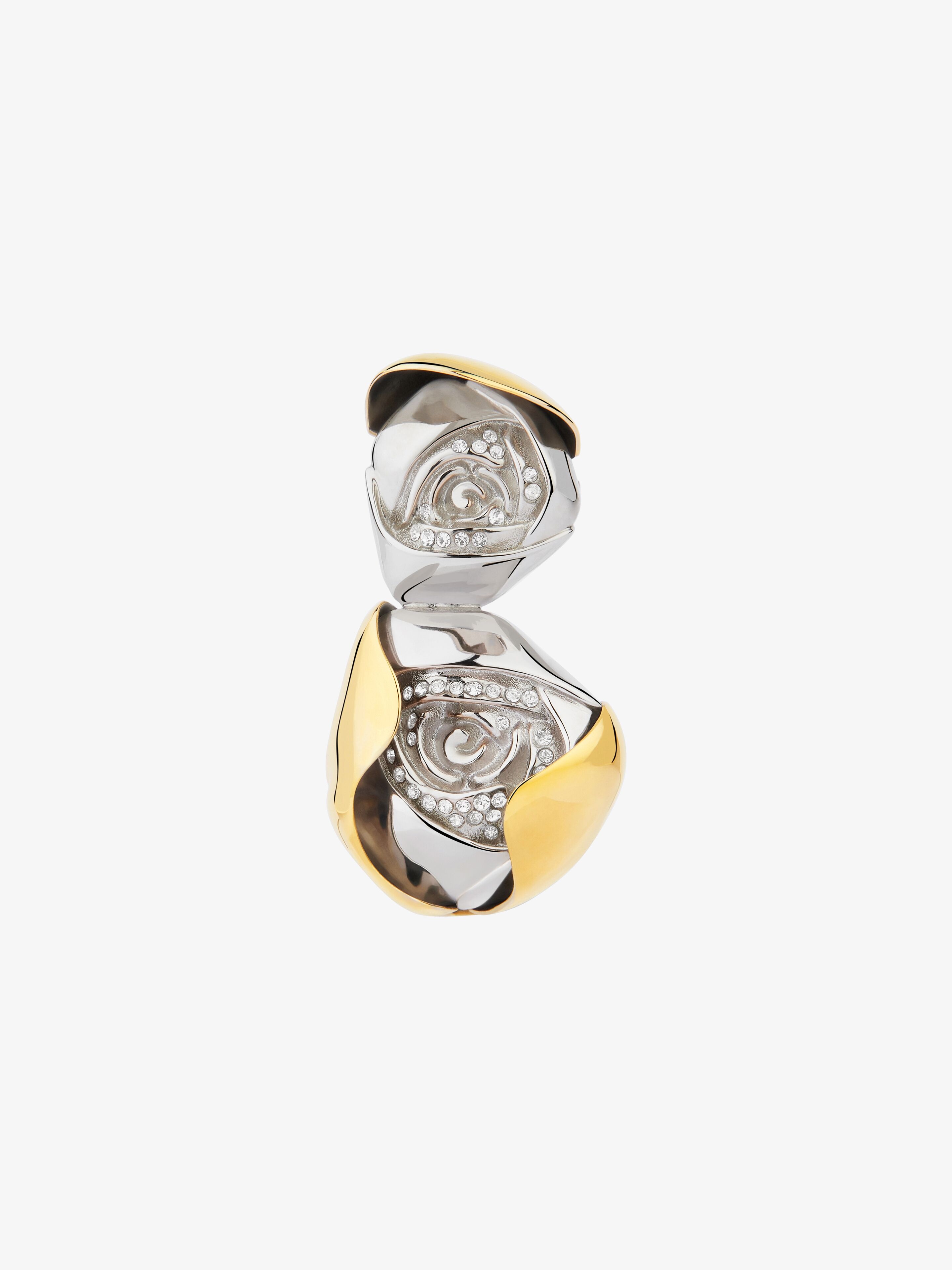 Shop Givenchy Flower Clip Earring In Metal With Crystals In Multicolor