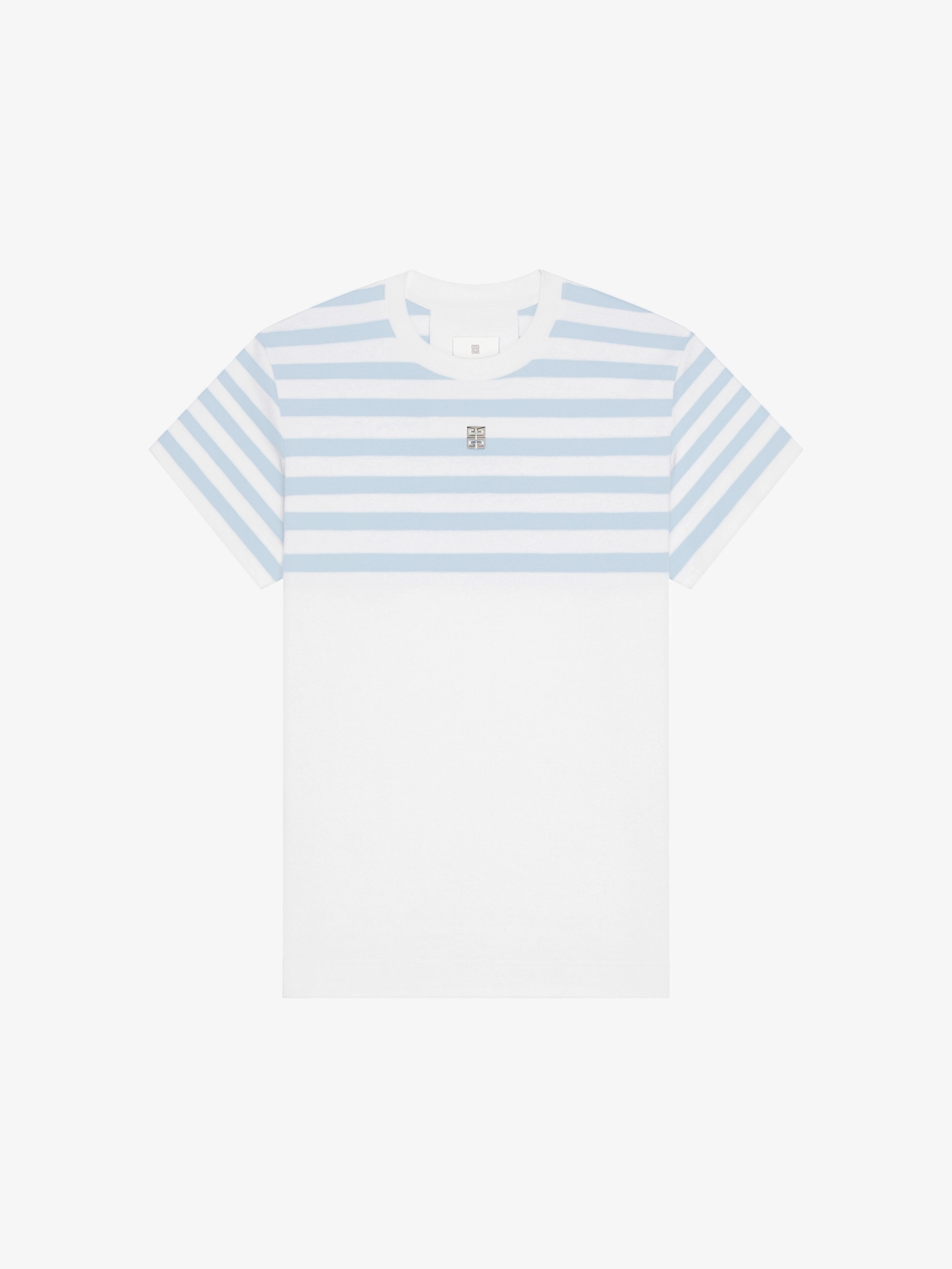 Shop Givenchy Slim Fit Striped T-shirt In Cotton With Stripes And 4g Detail In White