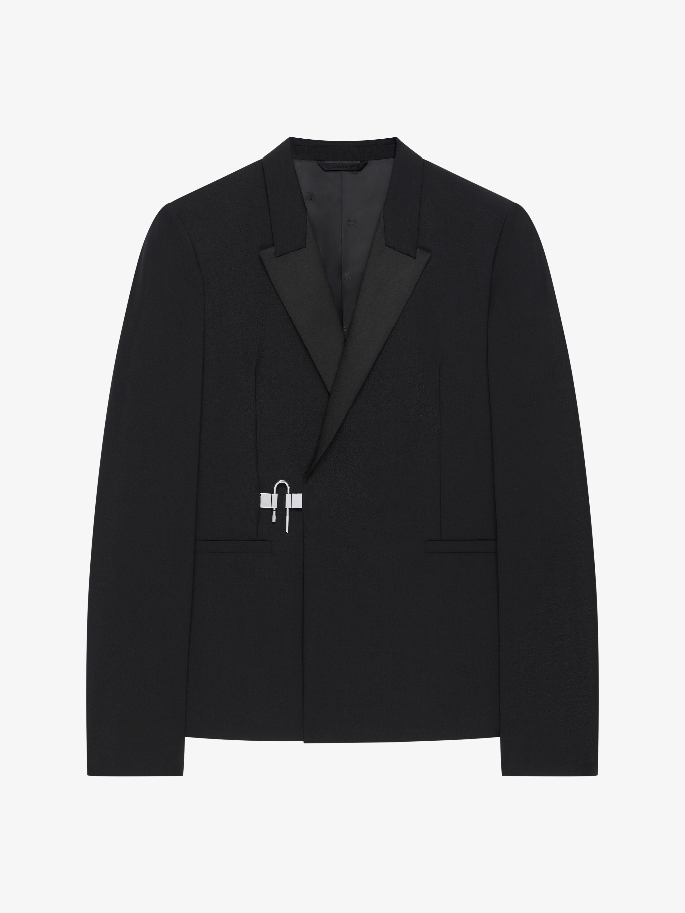 Shop Givenchy Slim-fit Jacket In Wool With U-lock Closing In Black