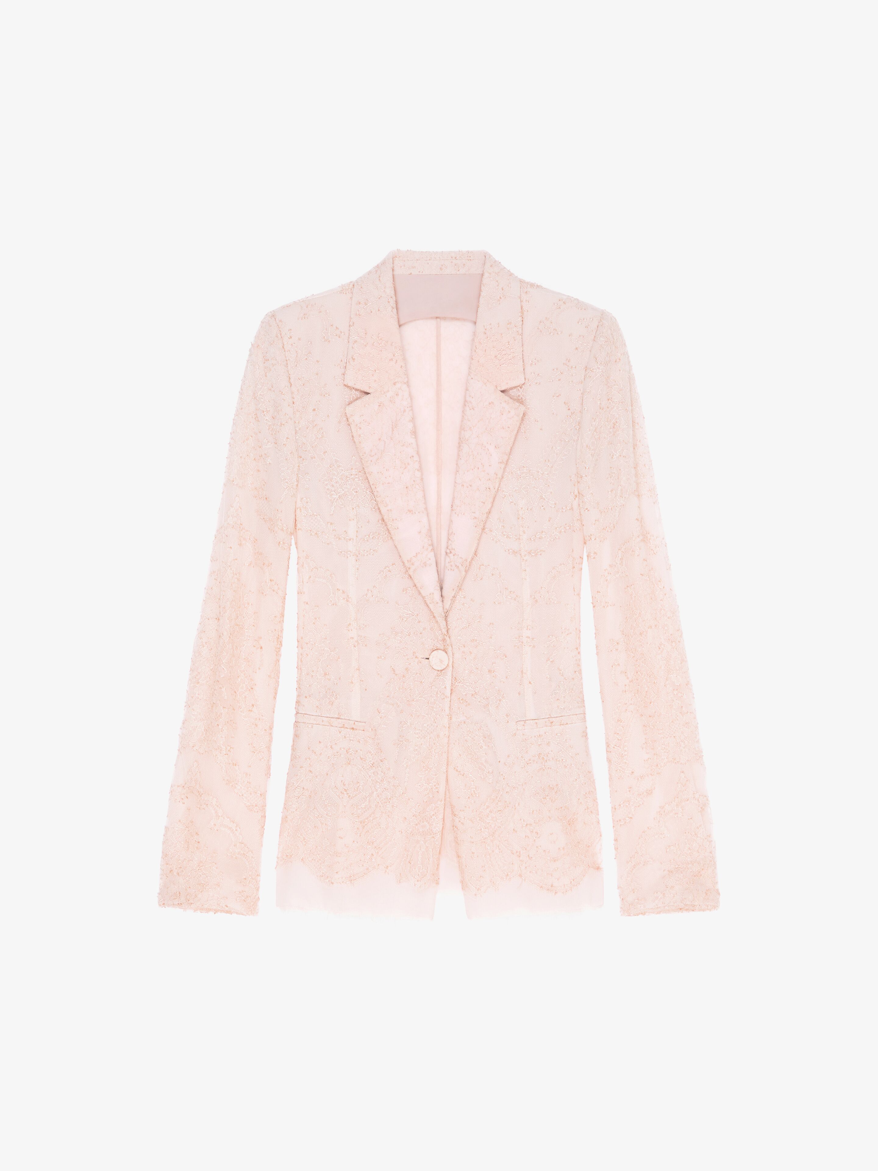 Shop Givenchy Jacket In Lace And Silk In Blush Pink