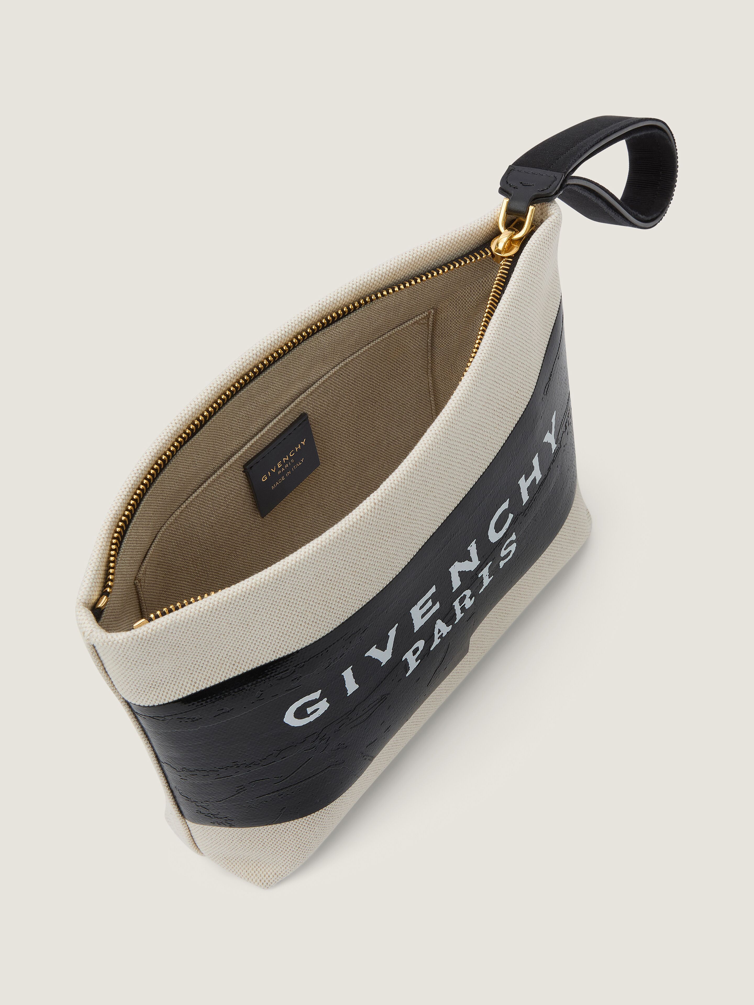 GIVENCHY Tape pouch in canvas - beige/black in - beige/black