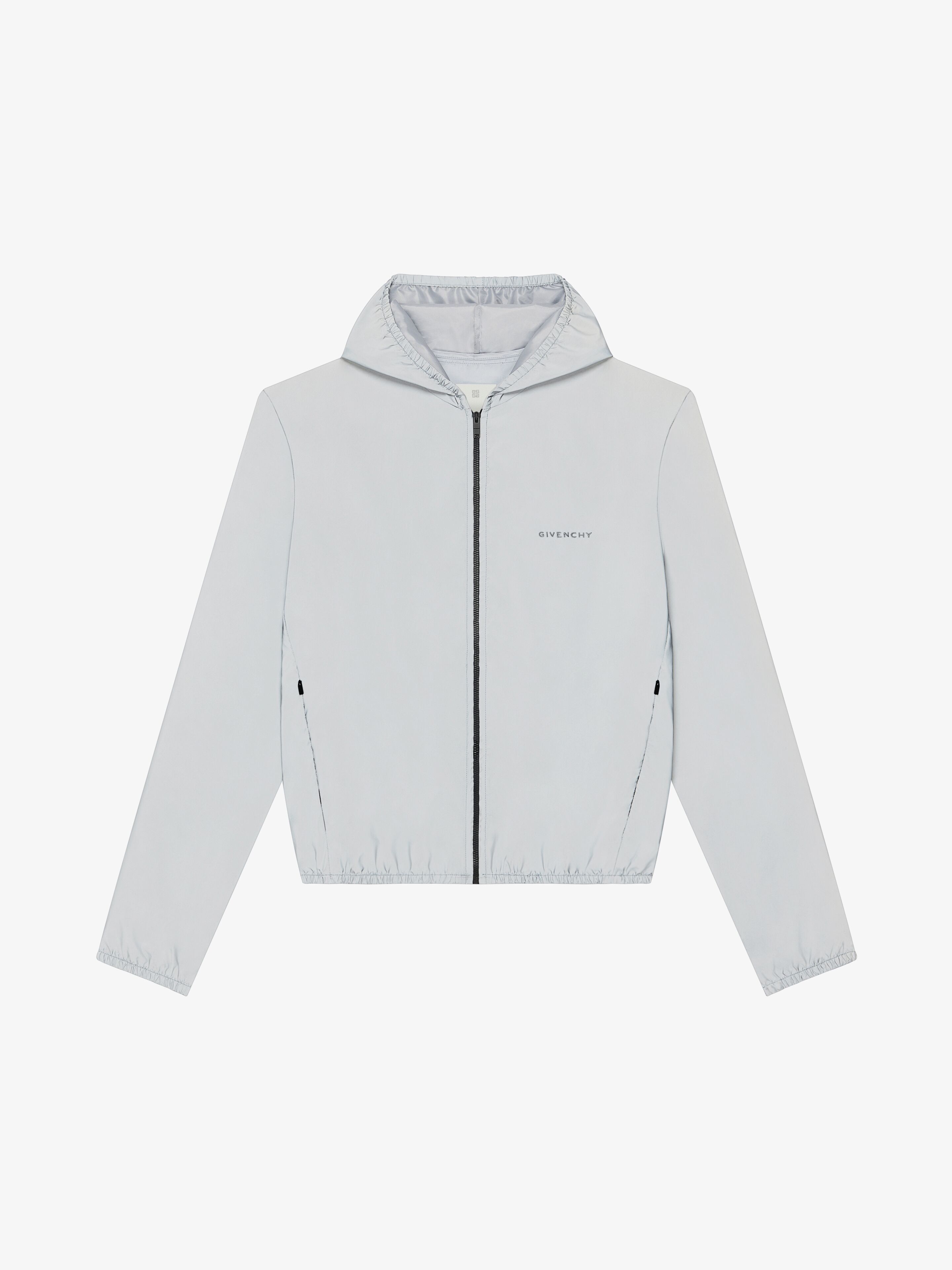 Shop Givenchy Reflective Hooded Windreaker In Light Blue