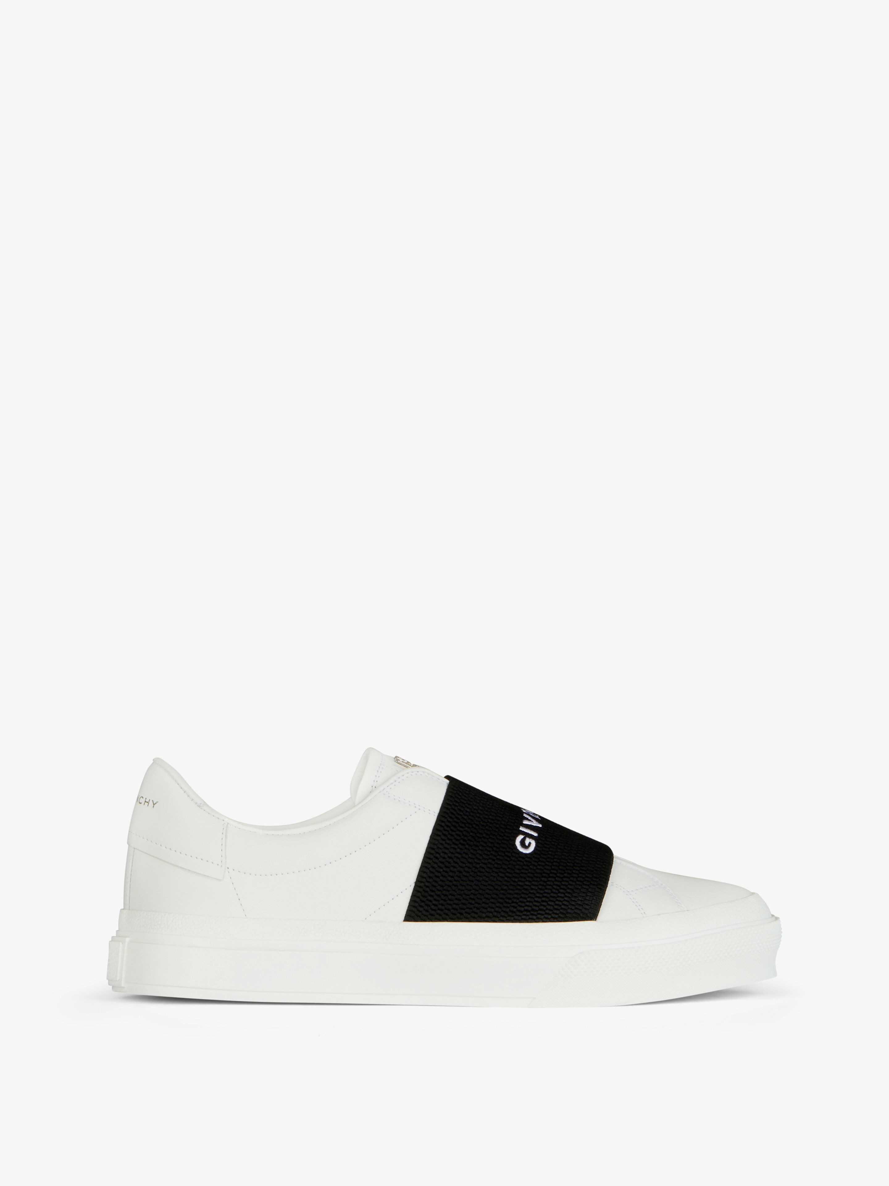 Shop Givenchy City Sport Sneakers In Leather With  Strap In White/black