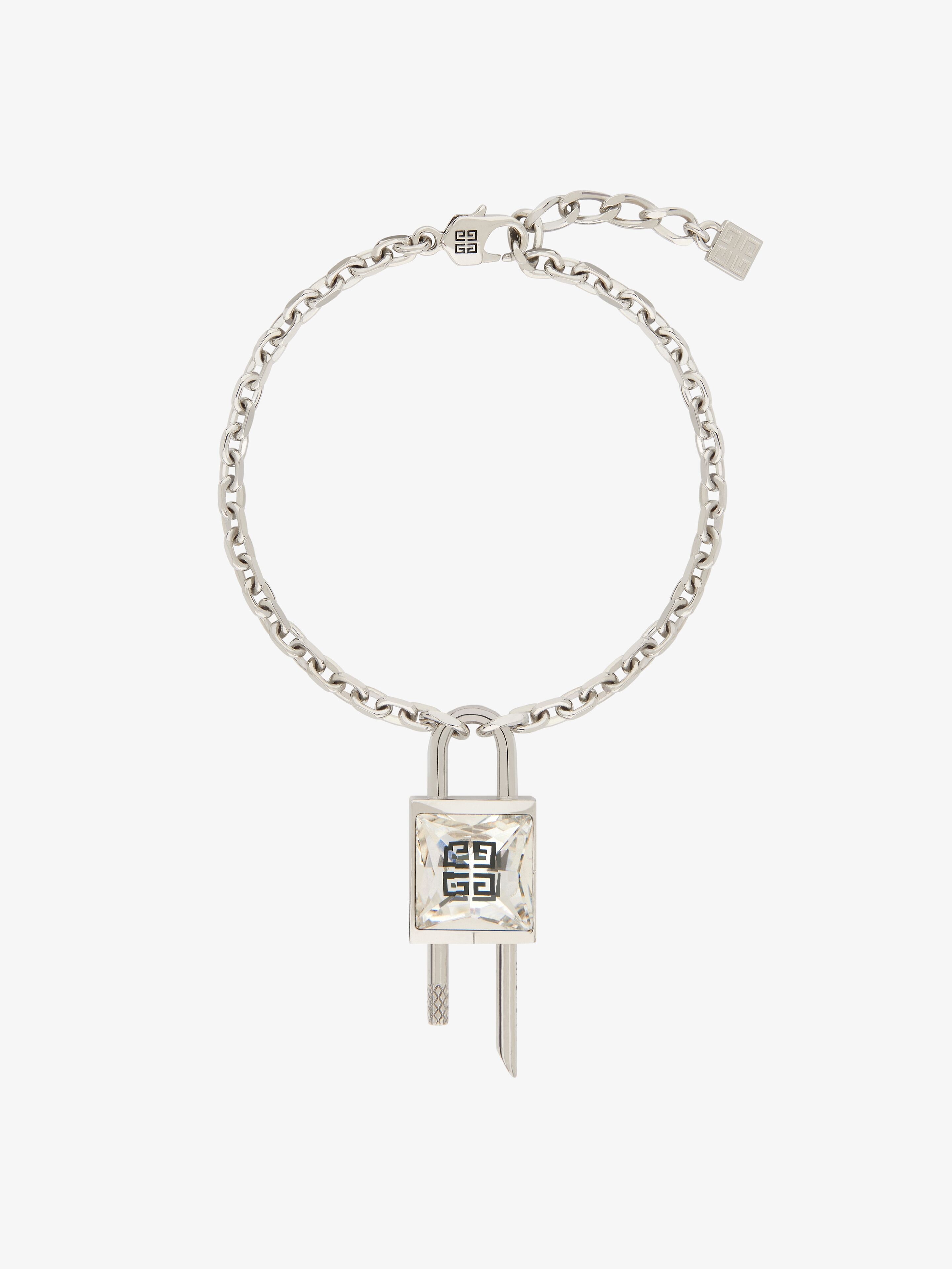 Shop Givenchy Mini Lock Bracelet In Metal With Crystal In Multicolor