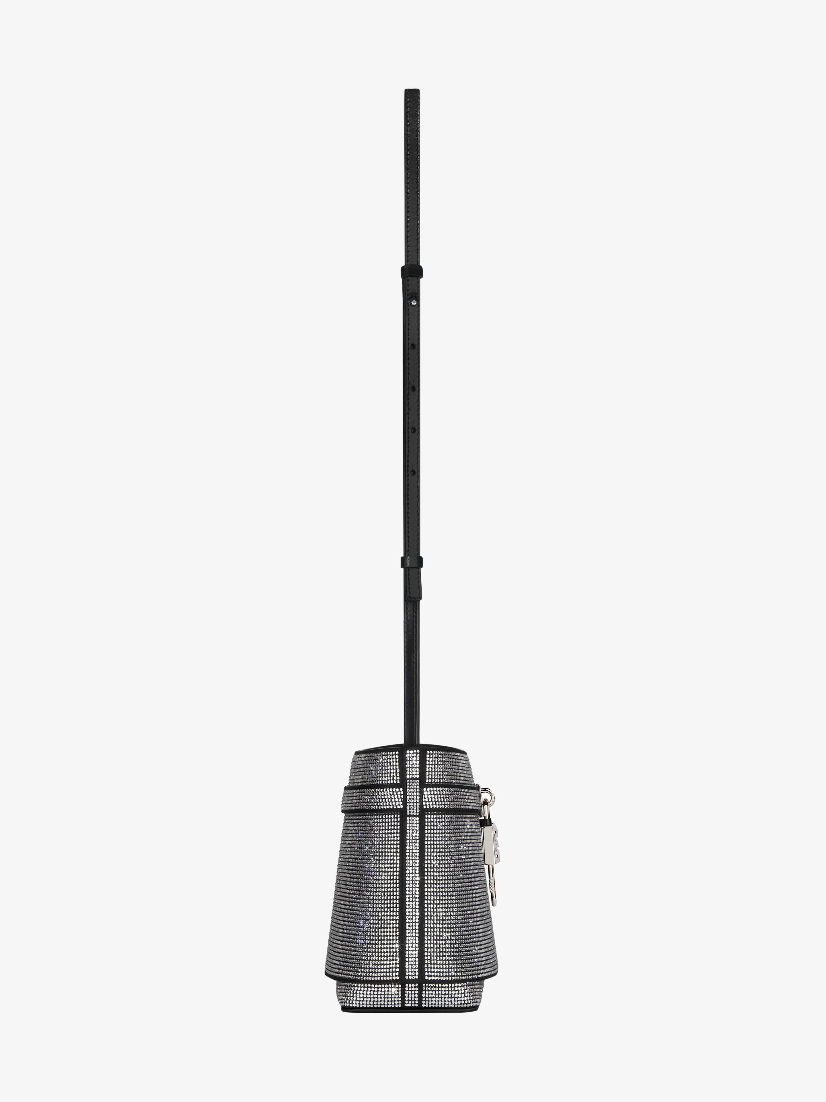 Shark Lock bucket bag in leather with strass in - black Shark Lock bucket bag in leather with strass in - black