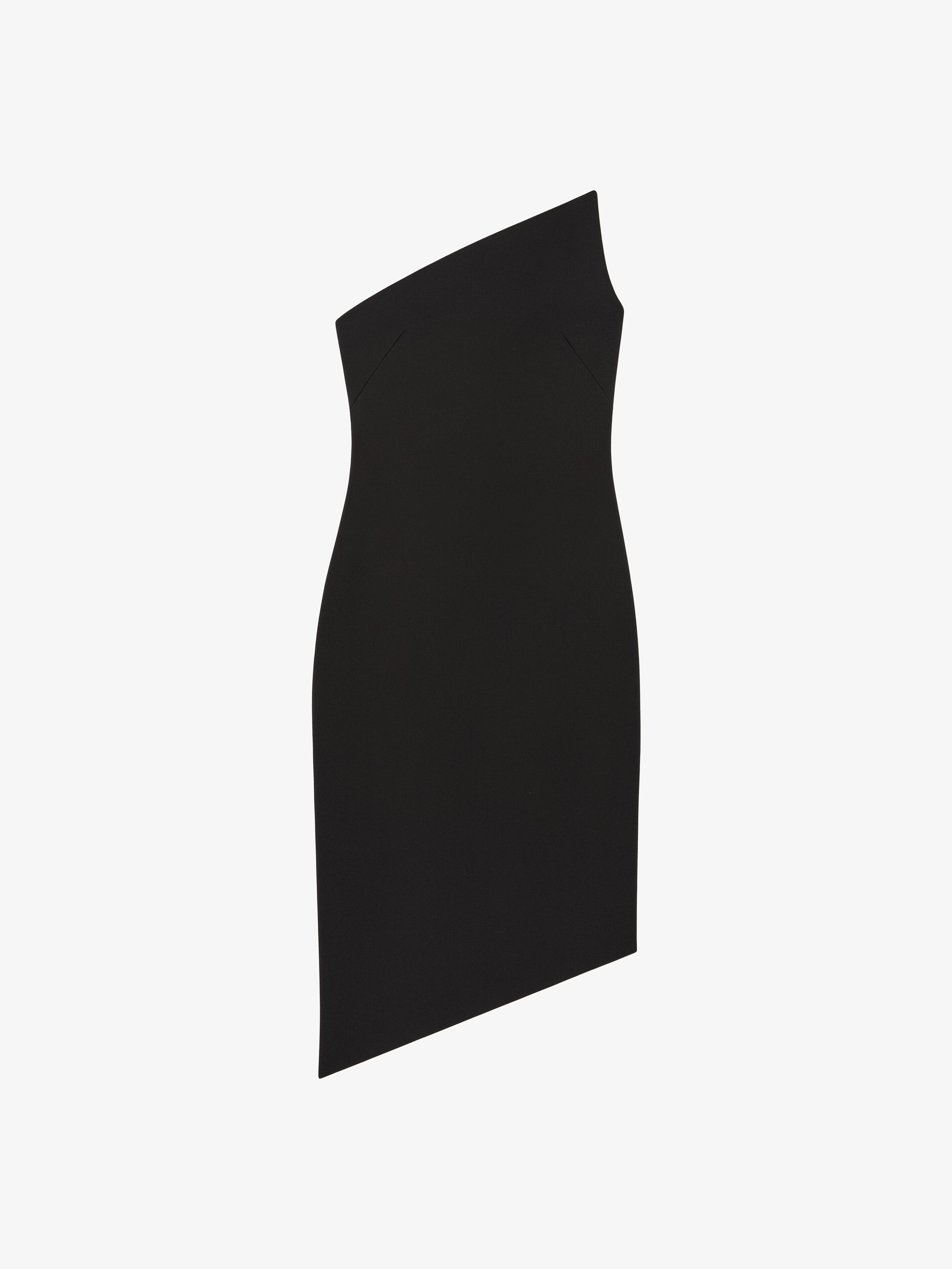 Shop Givenchy Asymmetric Bustier Dress In Wool In Black