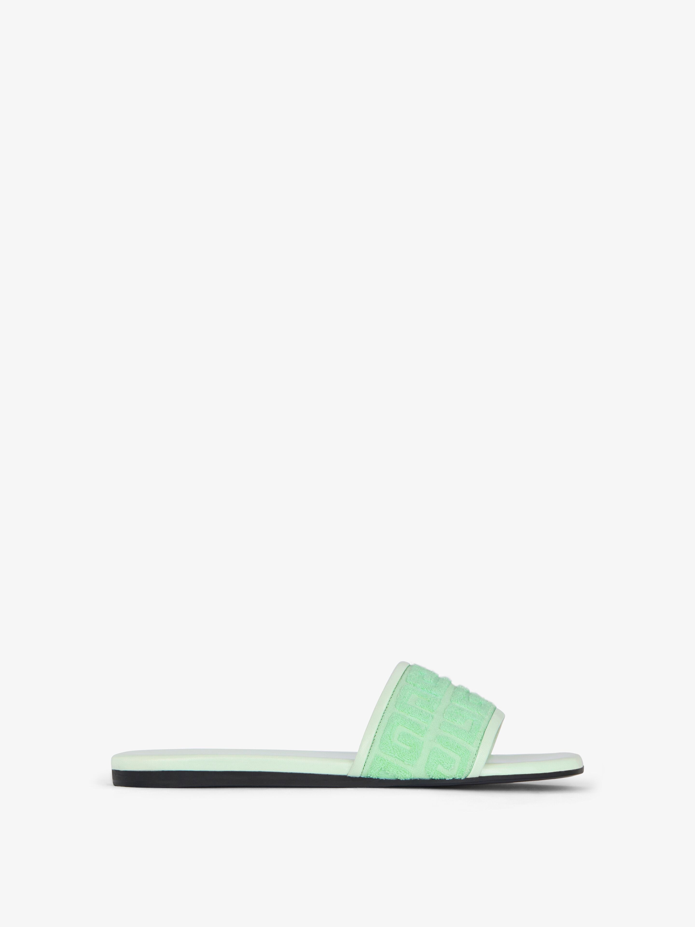 Givenchy - 4G Flat Mules In 4G Cotton Towelling - Green - Women - Size: 38