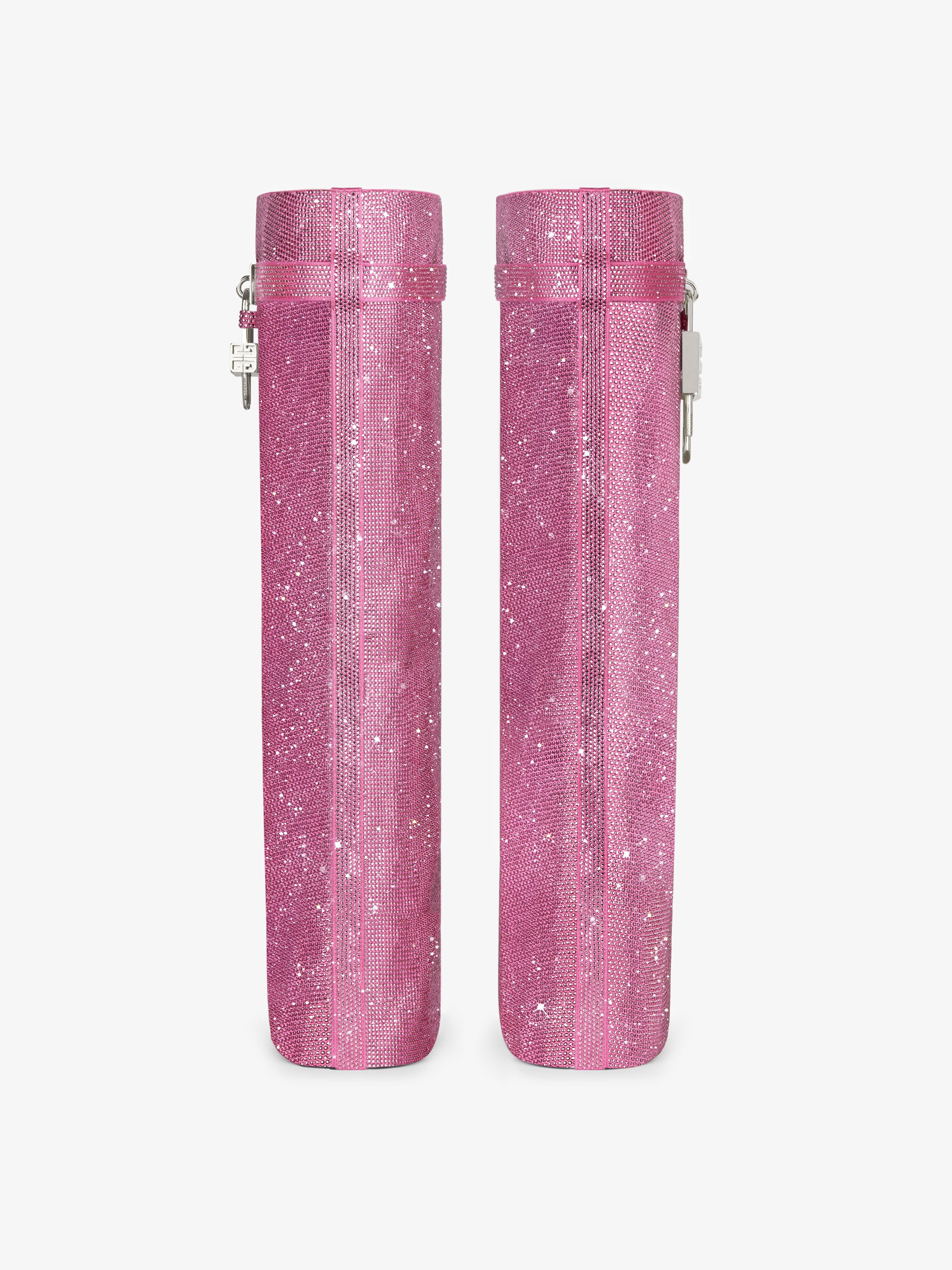 Shark Lock boots wide fit in satin with strass in - neon
