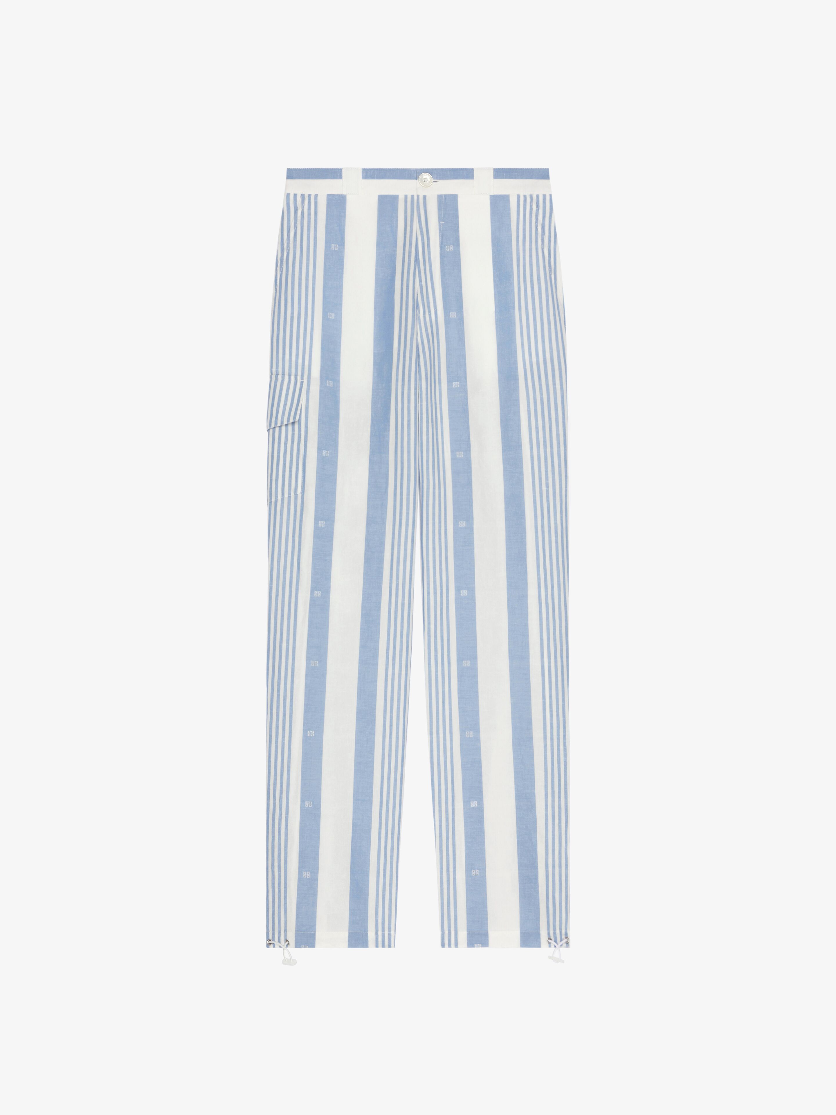 Shop Givenchy Pants In Linen With 4g Stripes