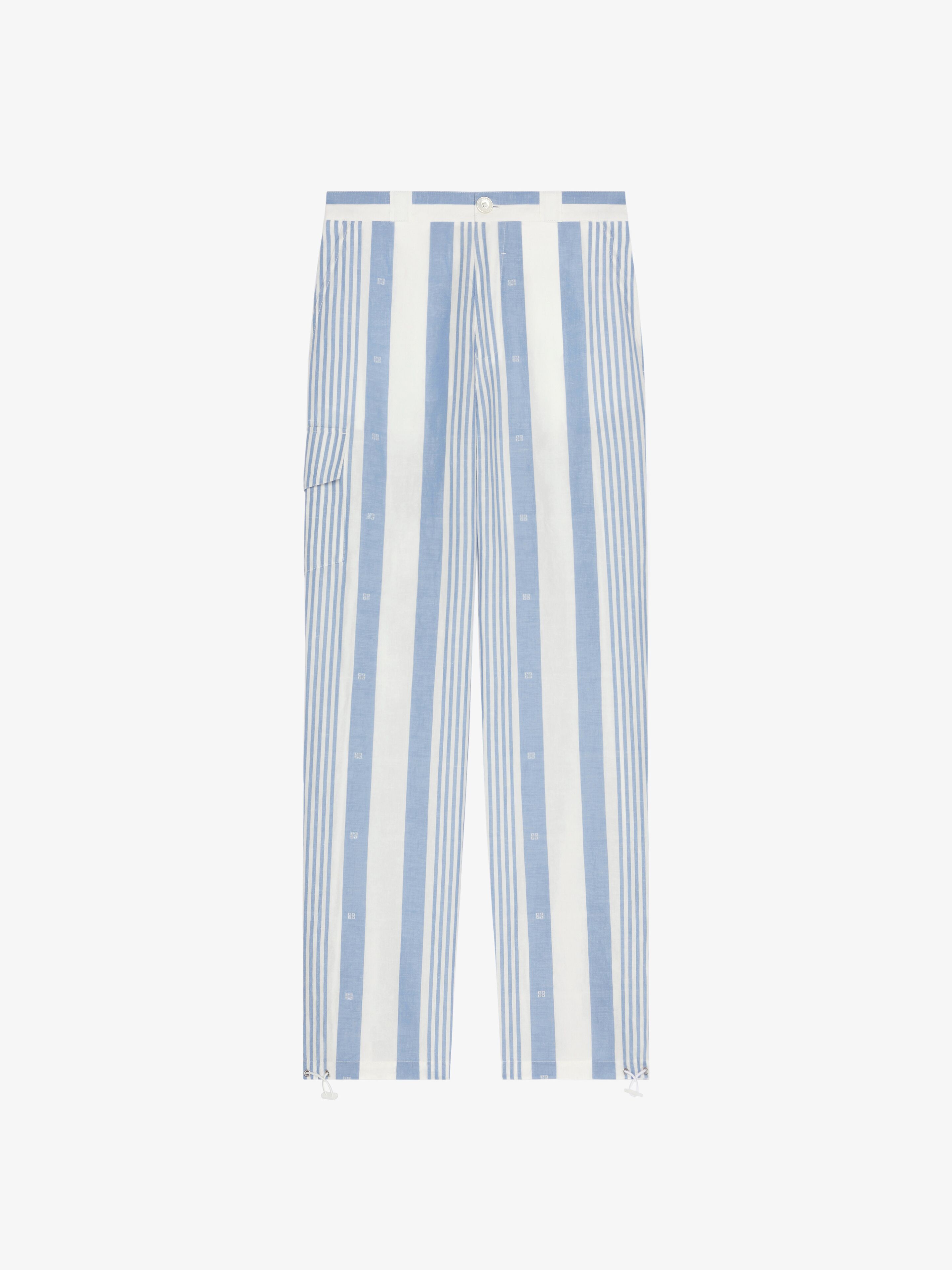 Givenchy - Pantalon En Lin À Rayures 4G - Bleu - pour Homme - Taille : 54