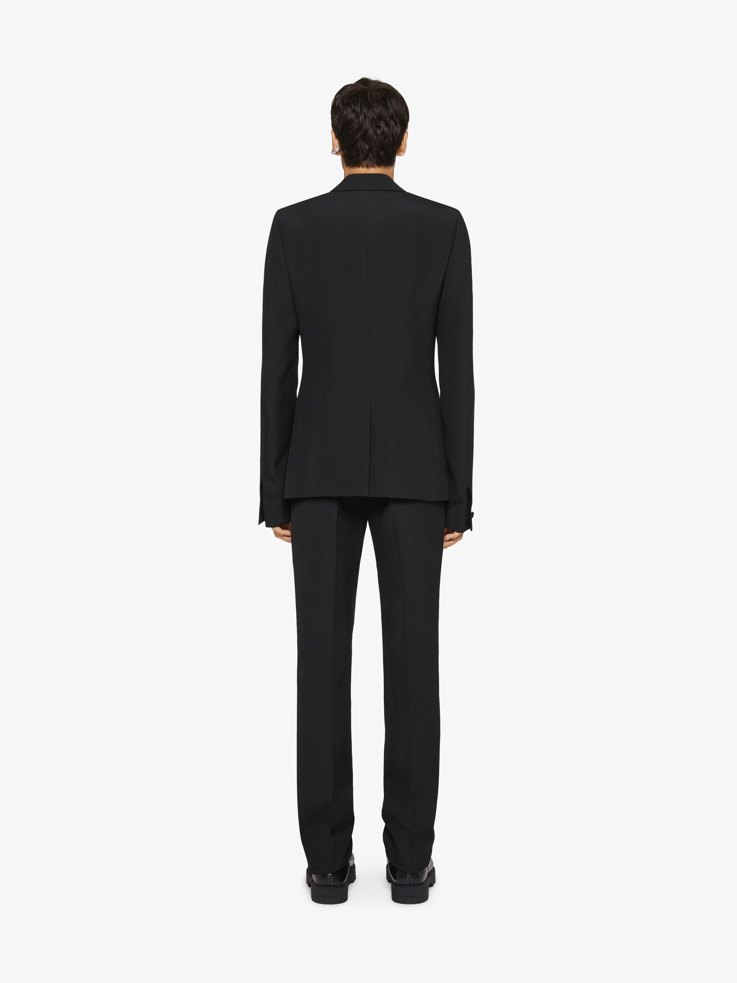 Slim fit jacket in wool with satin collar in - black | Givenchy US