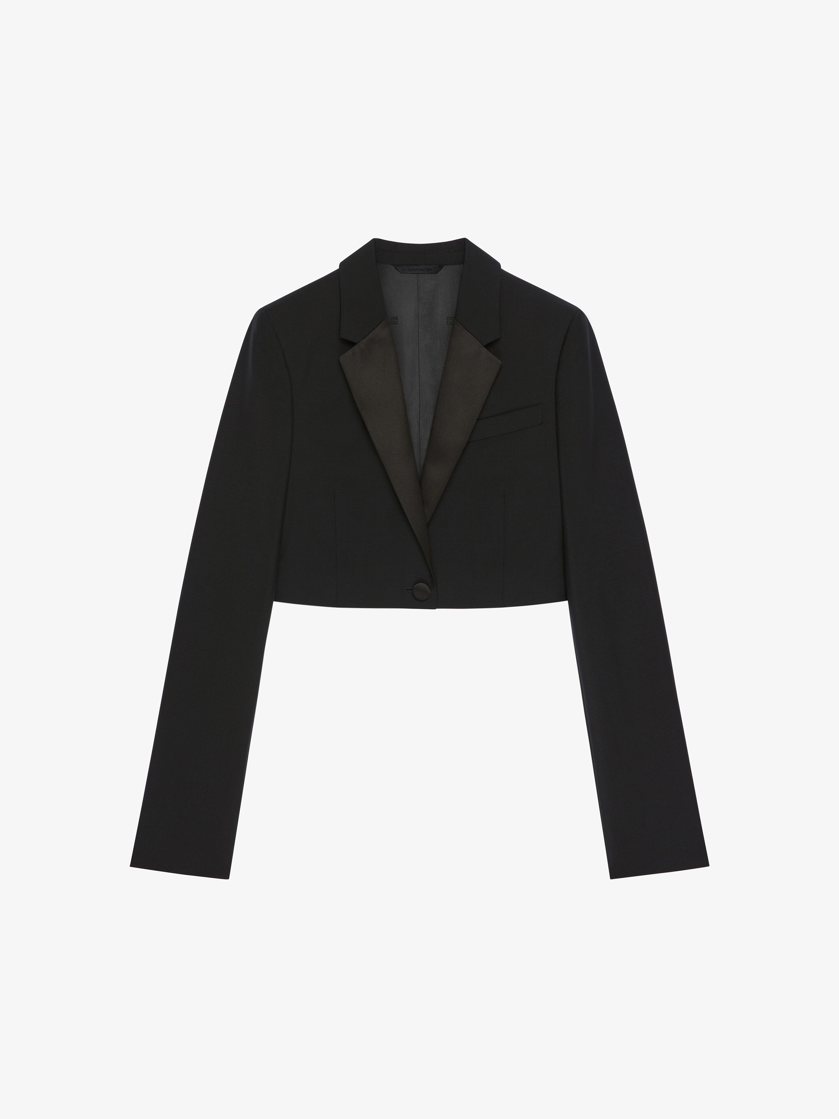 Shop Givenchy Cropped Jacket In Wool And Mohair In Black
