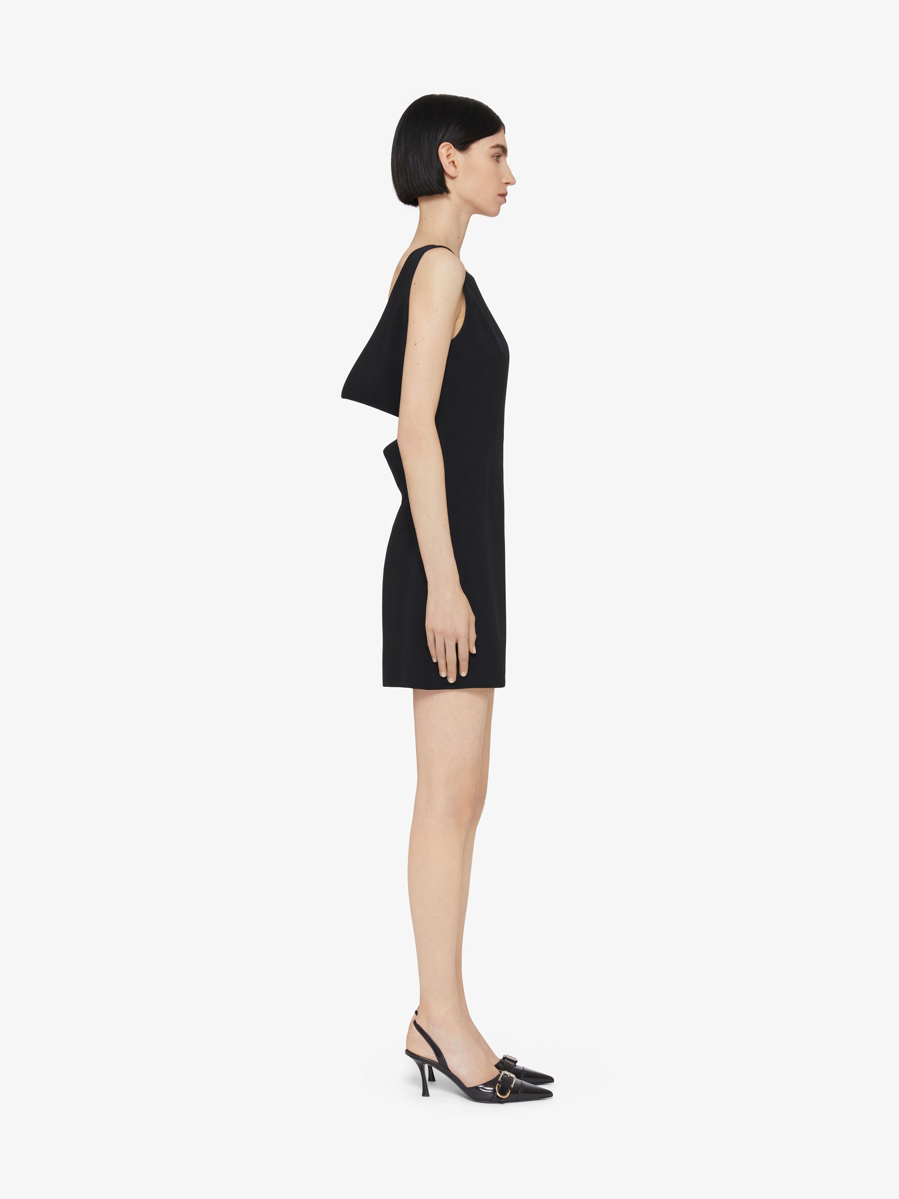 Dress in crepe and satin - black