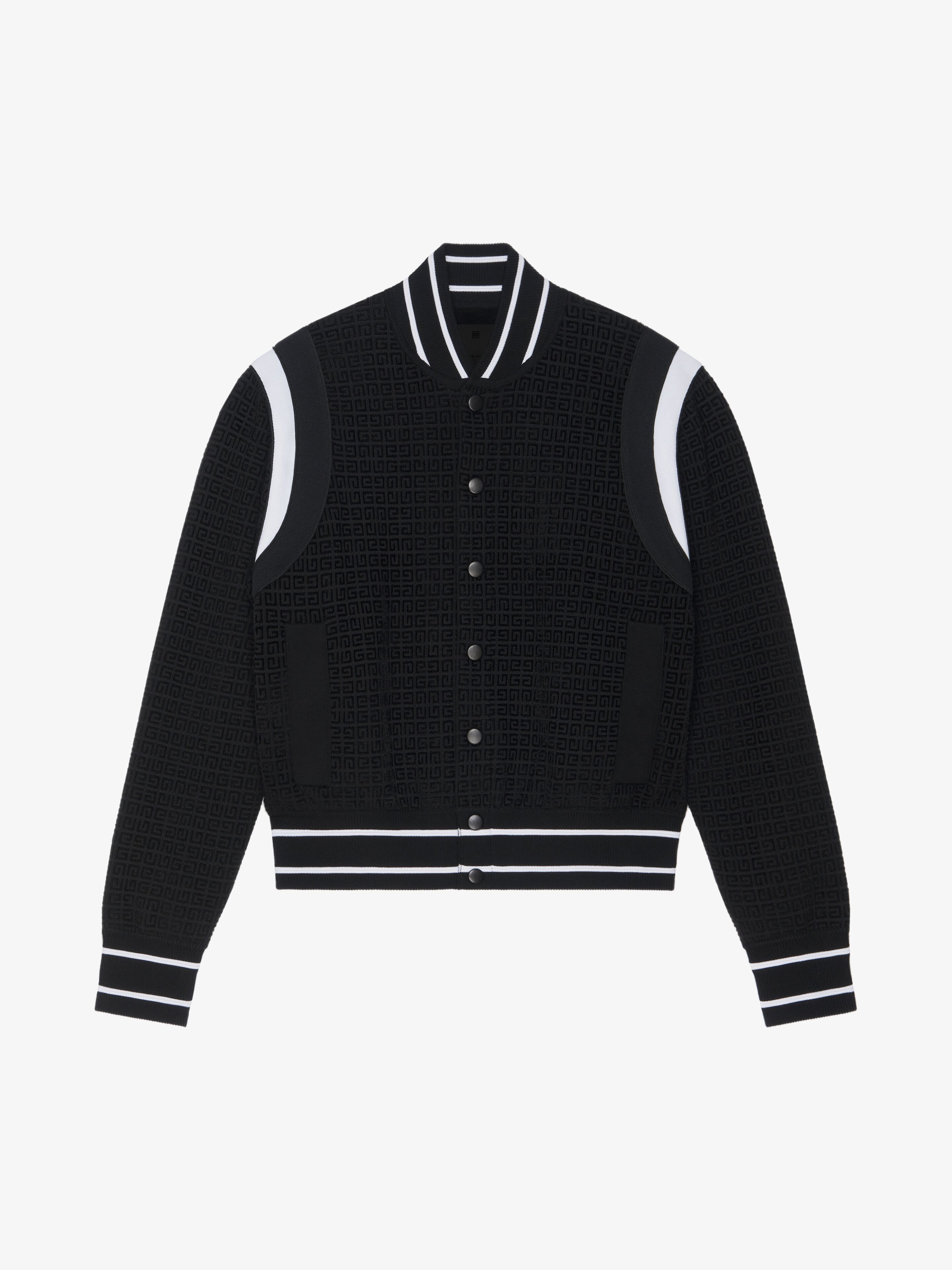 Shop Givenchy Varsity Jacket In 4g Knit With Velvet Effect In Black