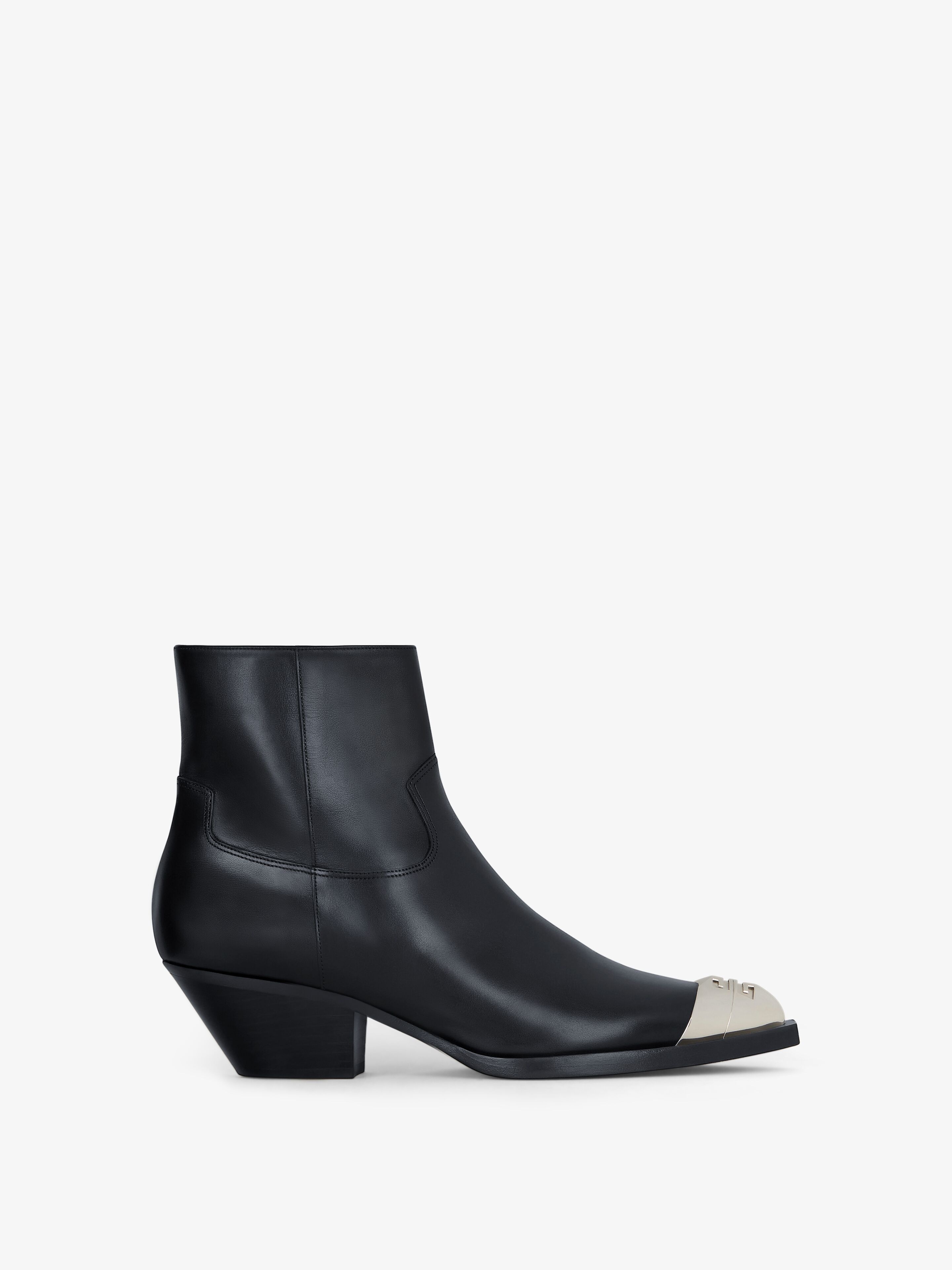 Shop Givenchy Western Ankle Boots In Leather In Black