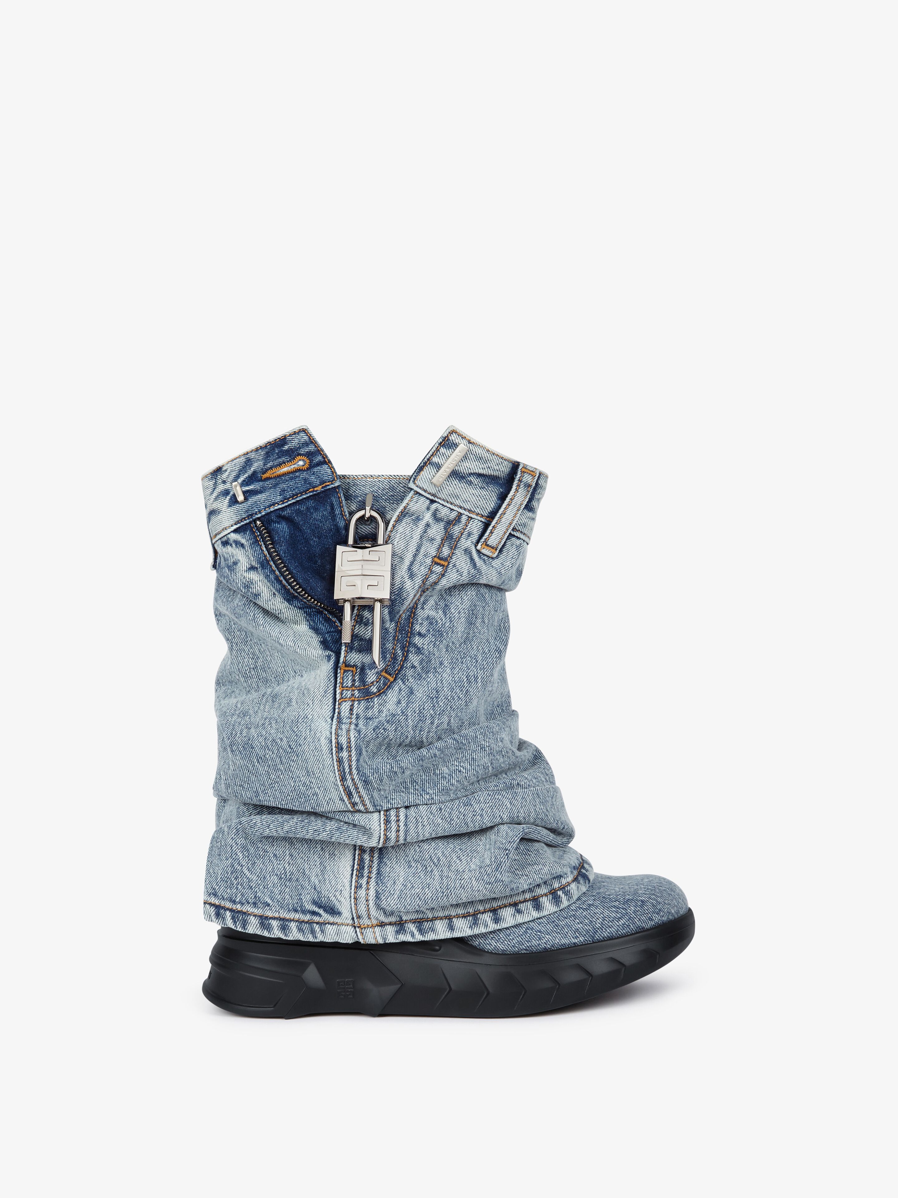 Givenchy - For Women - Shark Lock Biker Ankle Boots In Jeans - Blue - For Women - Size: 42