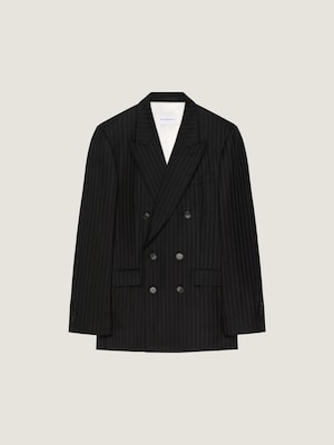 Veste ajustée double boutonnage en laine rayée