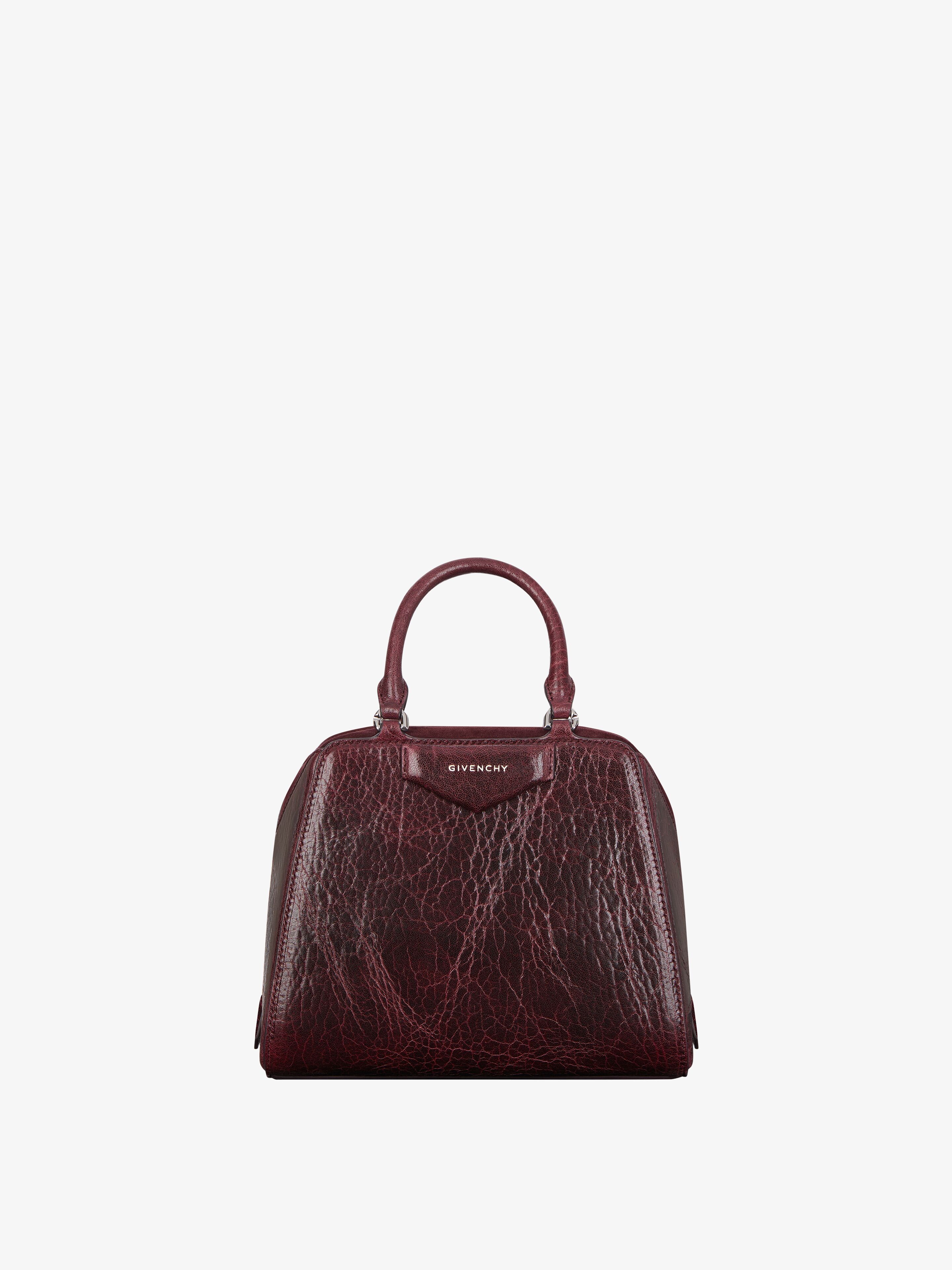 Mini Antigona Cube bag in patent crackled leather