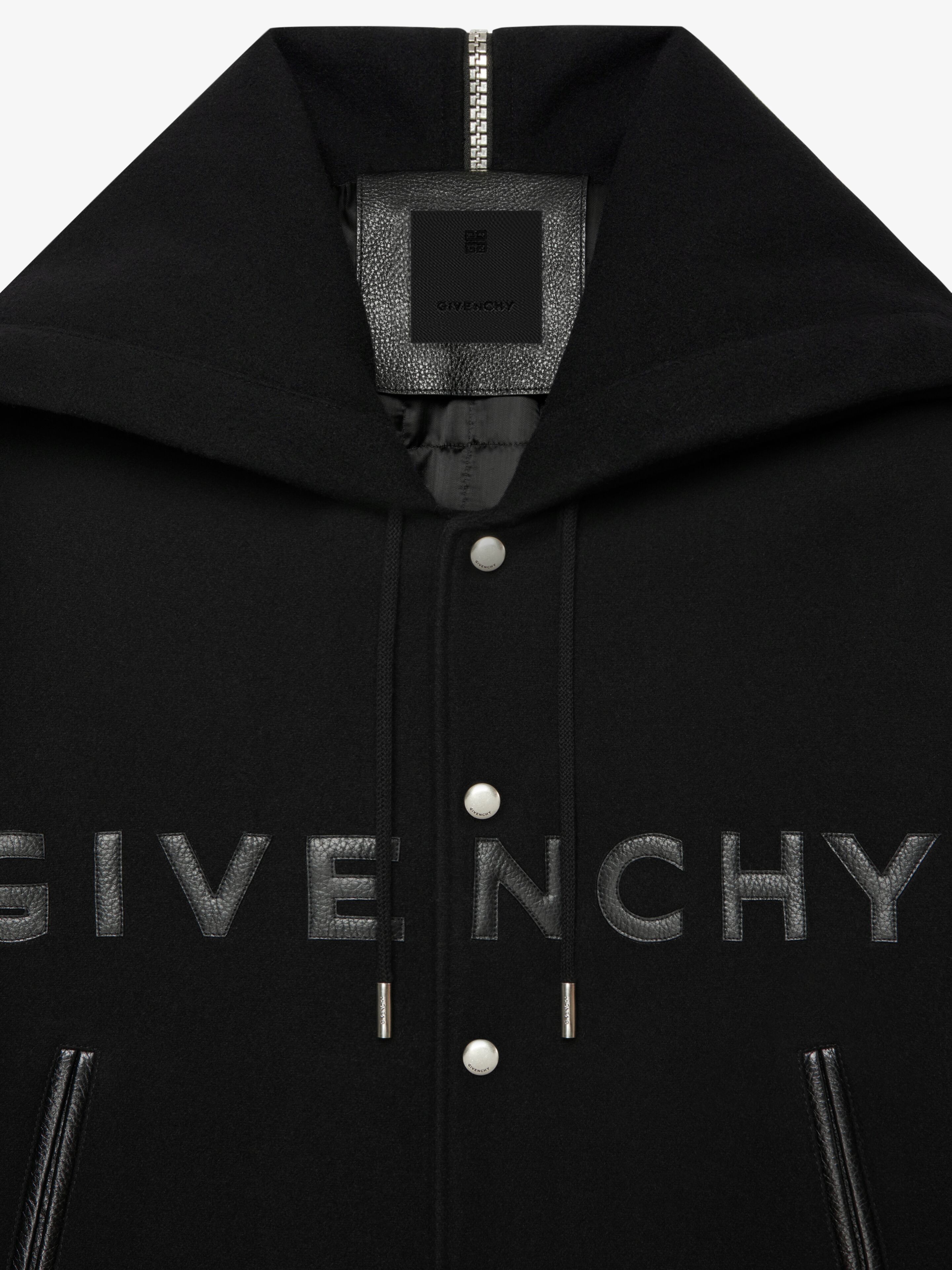 GIVENCHY hooded varsity jacket in wool and leather