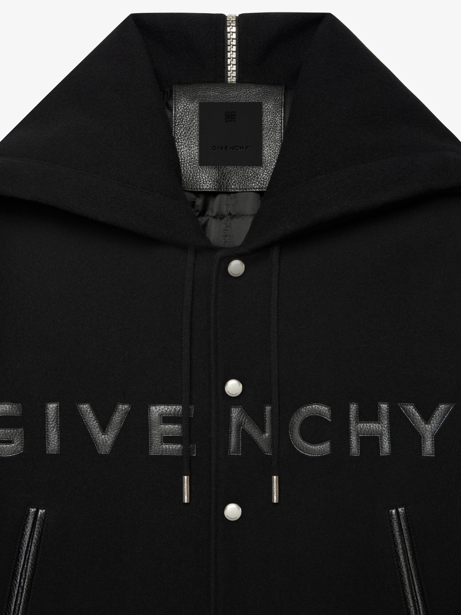 GIVENCHY hooded varsity jacket in wool and leather | Givenchy CA  