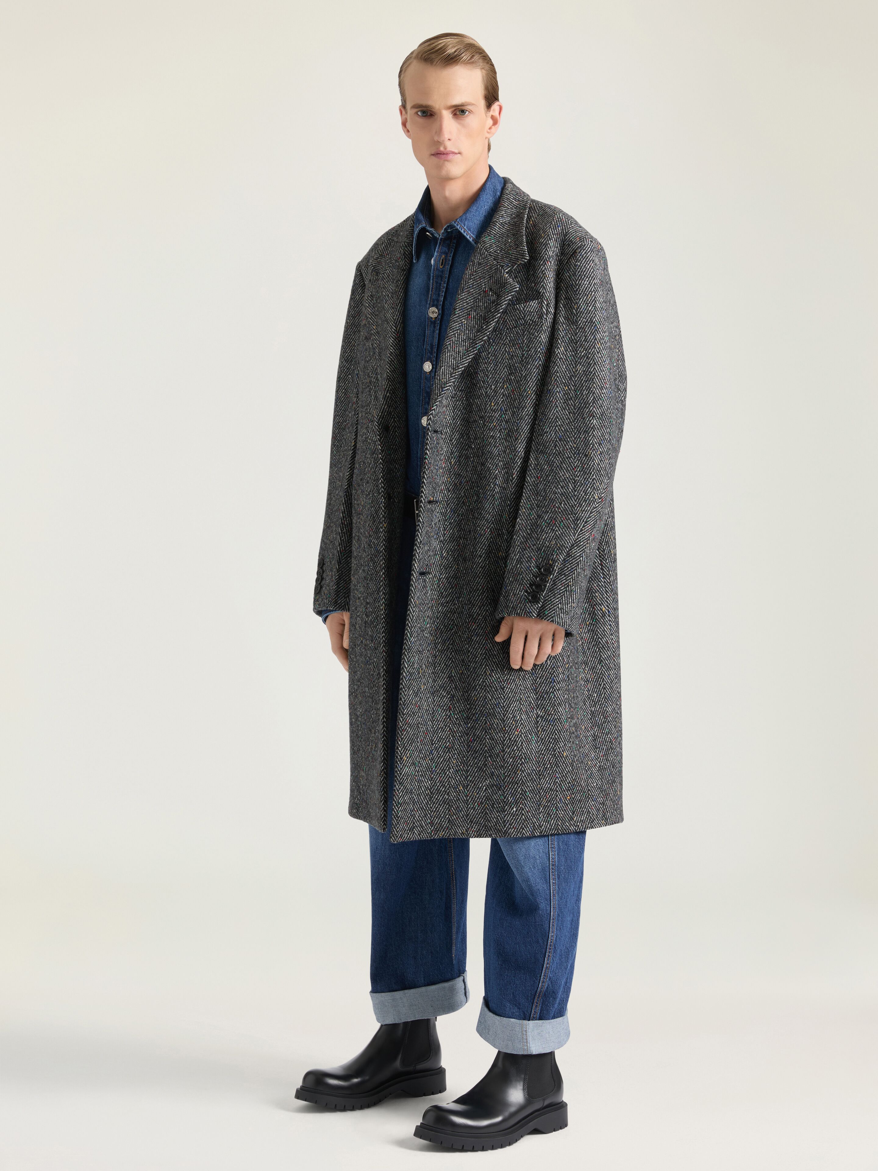 Tailored coat in wool herringbone | Givenchy US | Givenchy