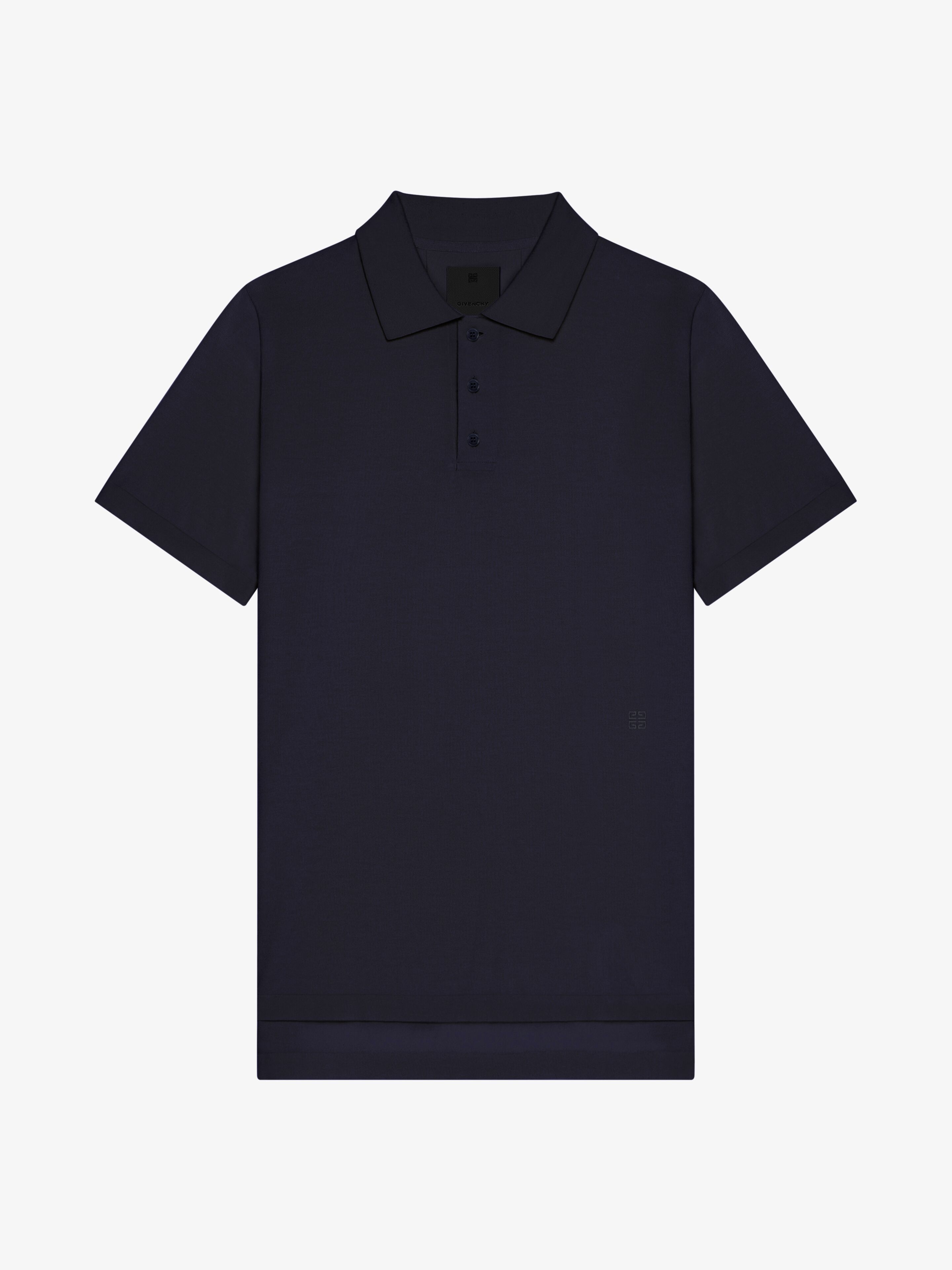 Shop Givenchy Polo In Cotton And Silk With 4g Detail In Blue