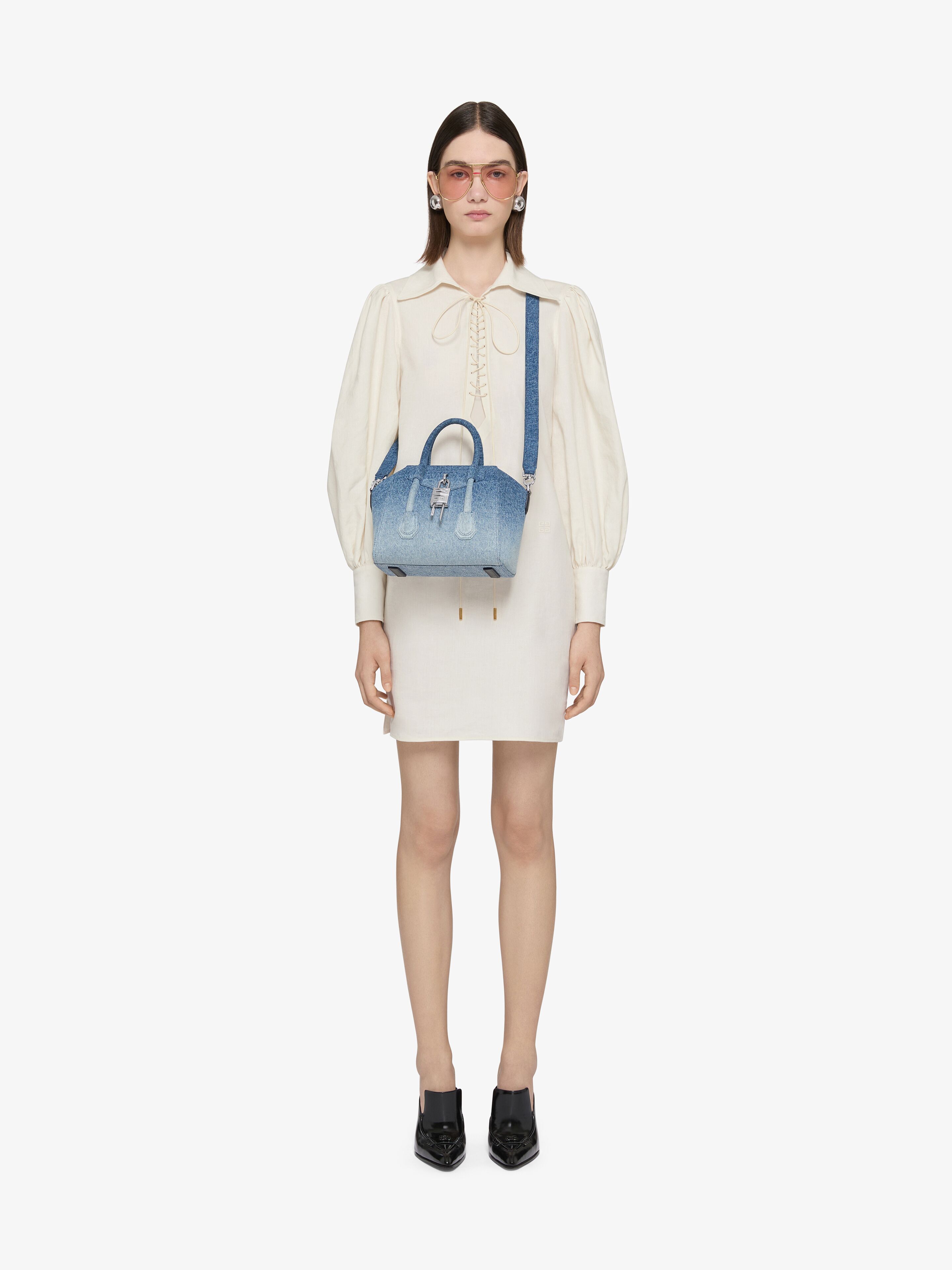 Mini Antigona Lock bag in gradient denim | Givenchy CA