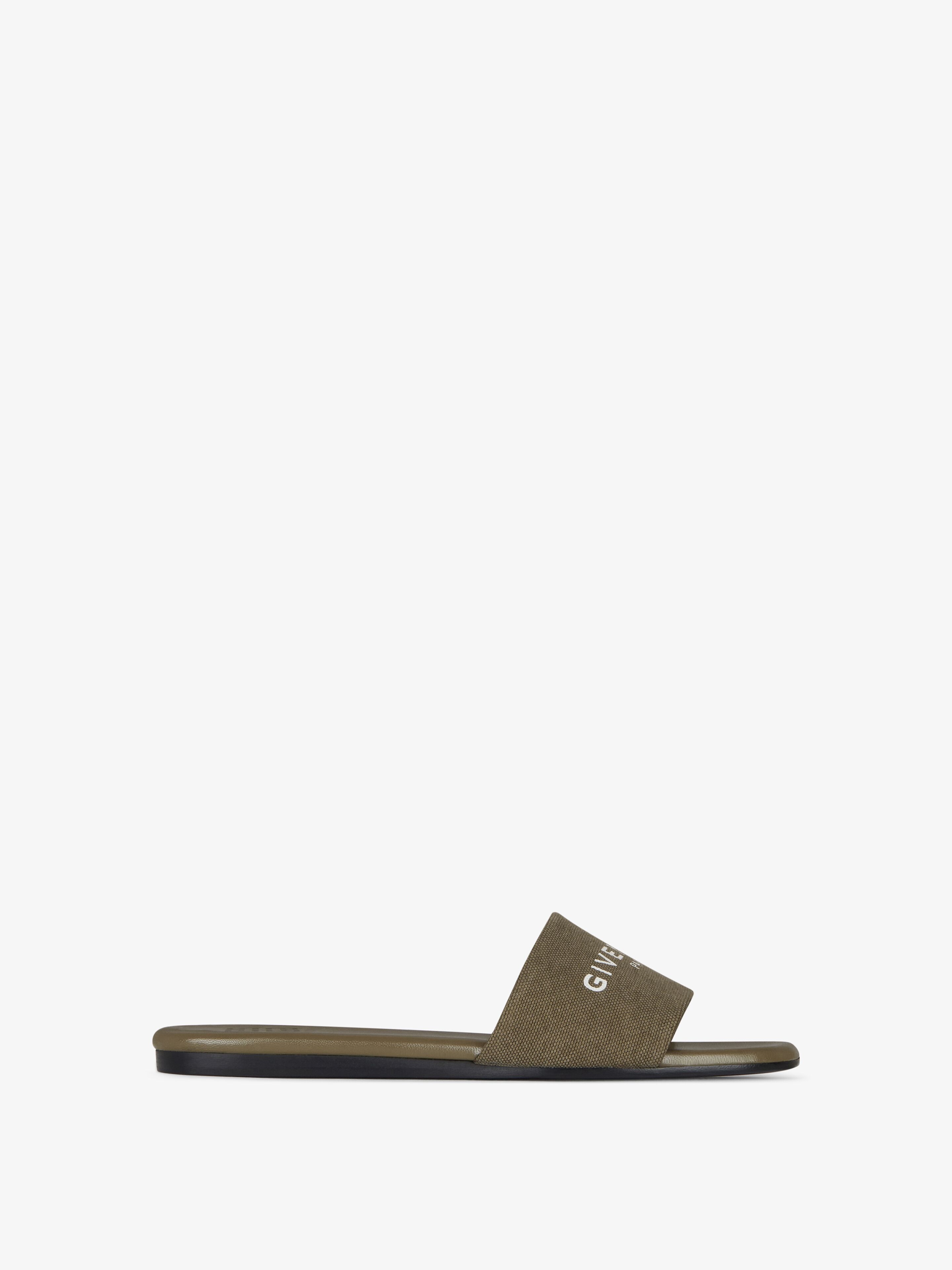 Shop Givenchy 4g Mules In Canvas In Dark Khaki