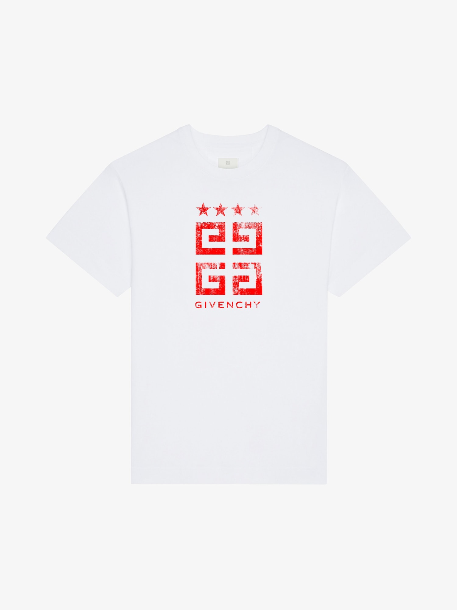 4G Stars slim fit t-shirt in cotton - white/red | Givenchy