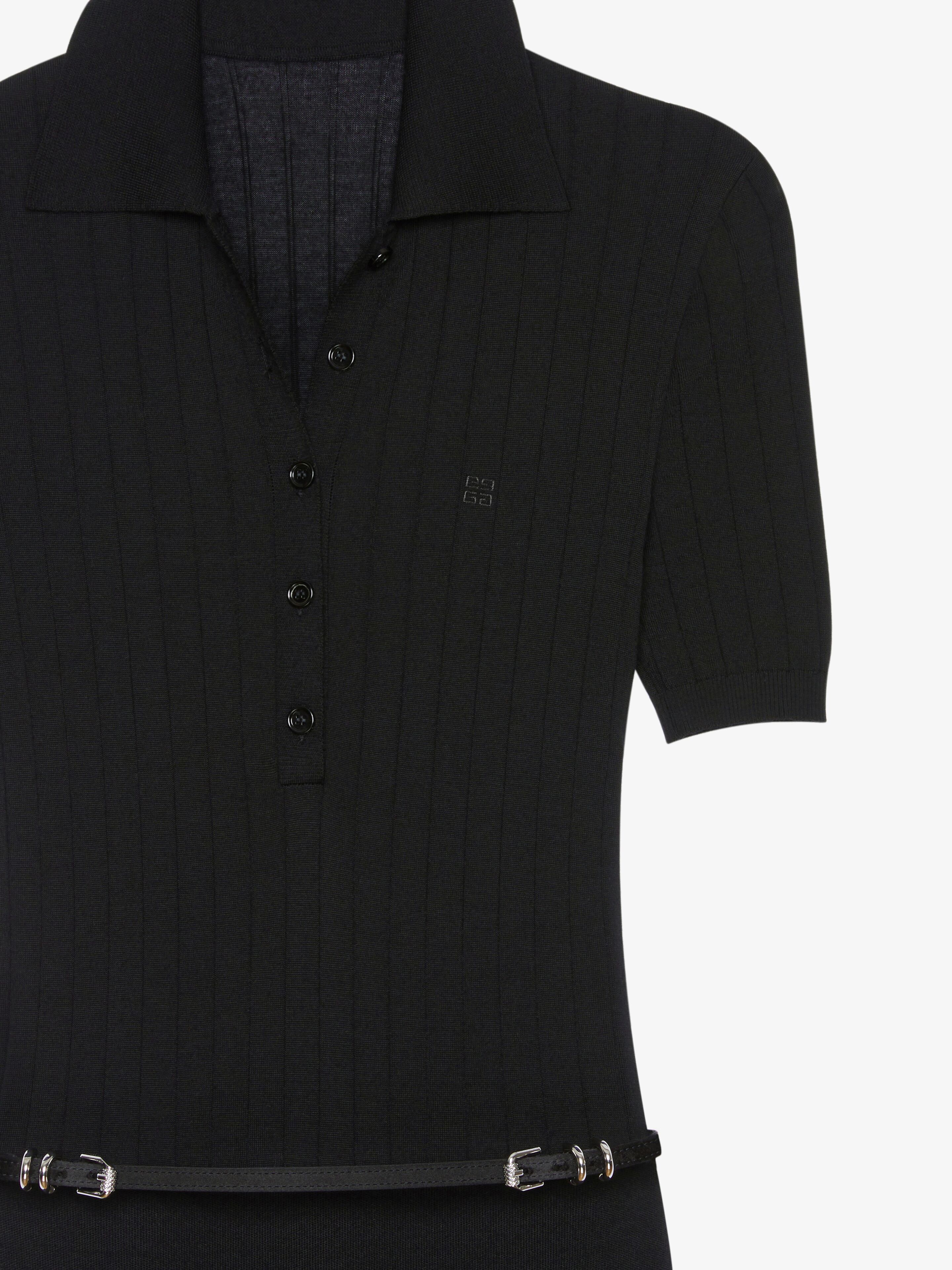 Popular Givenchy Paris Black embroidered polo dress shirt