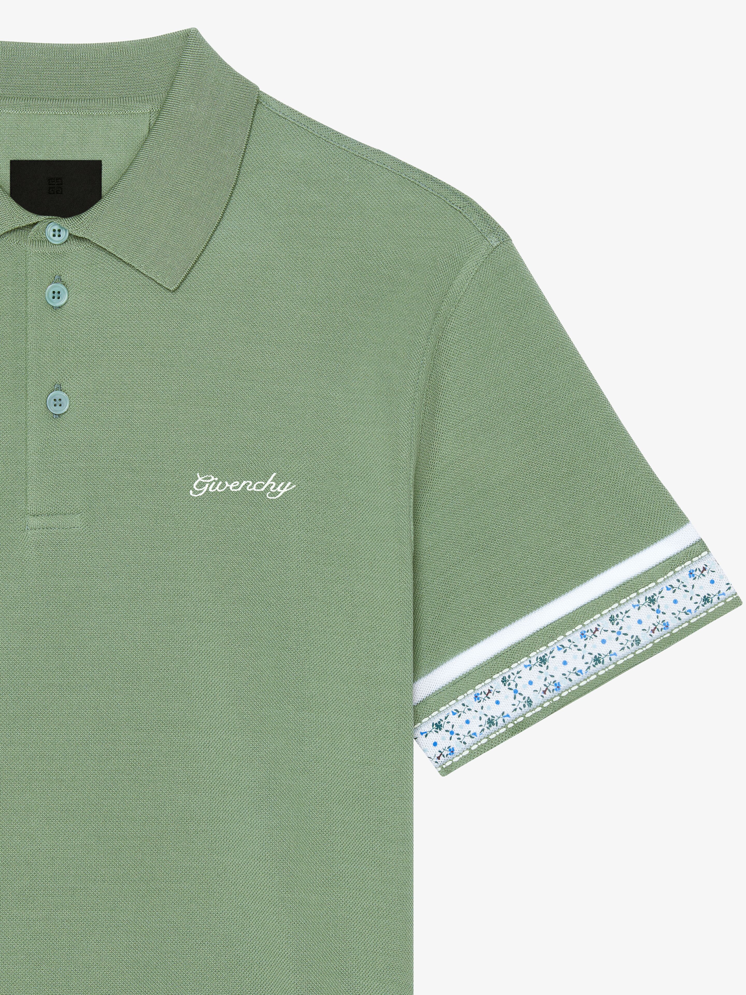 Polo in cotton with floral detail in almond green Givenchy GB