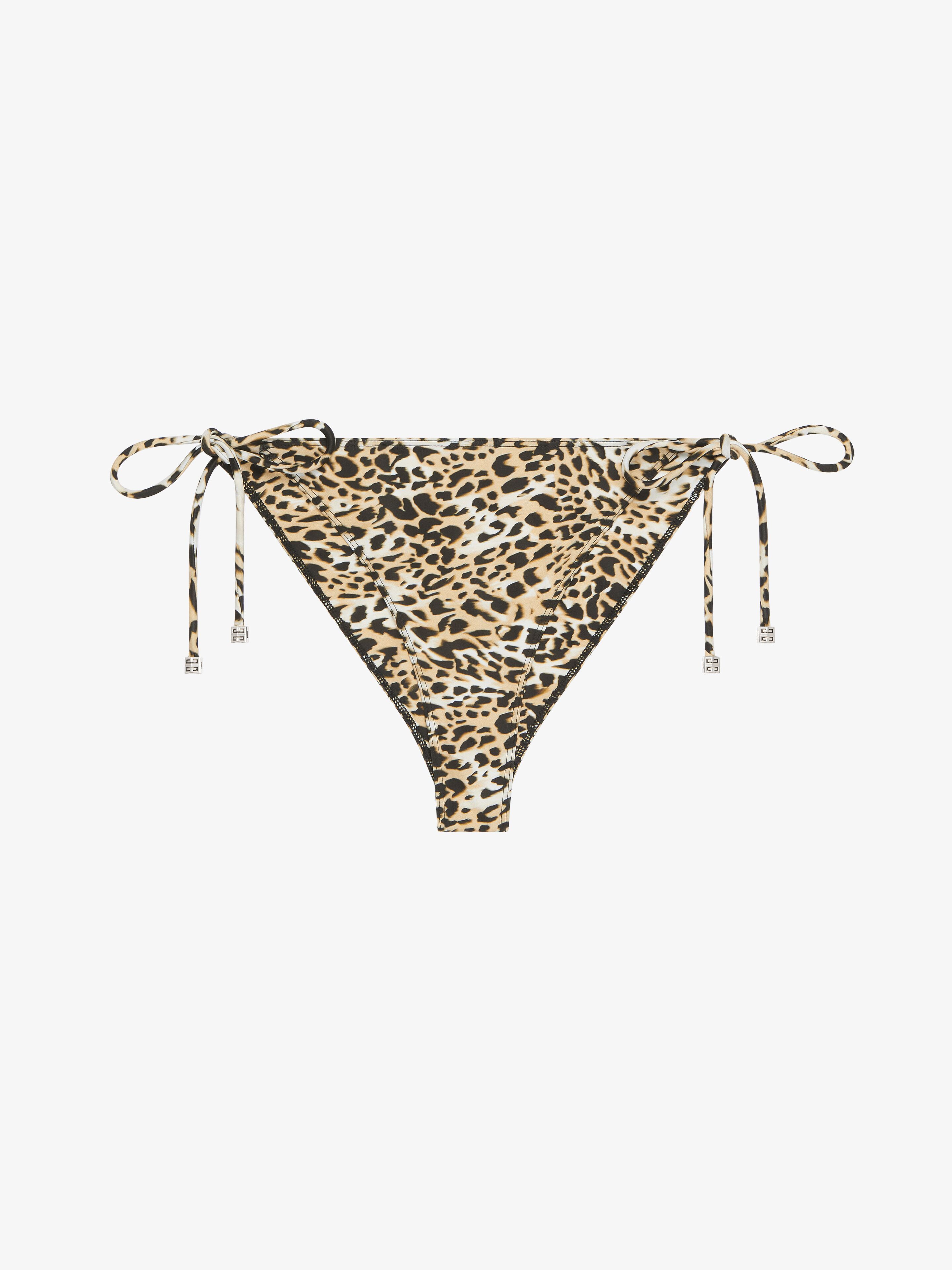 Shop Givenchy Bikini Bottom With Leopard Print And 4g Detail In Beige