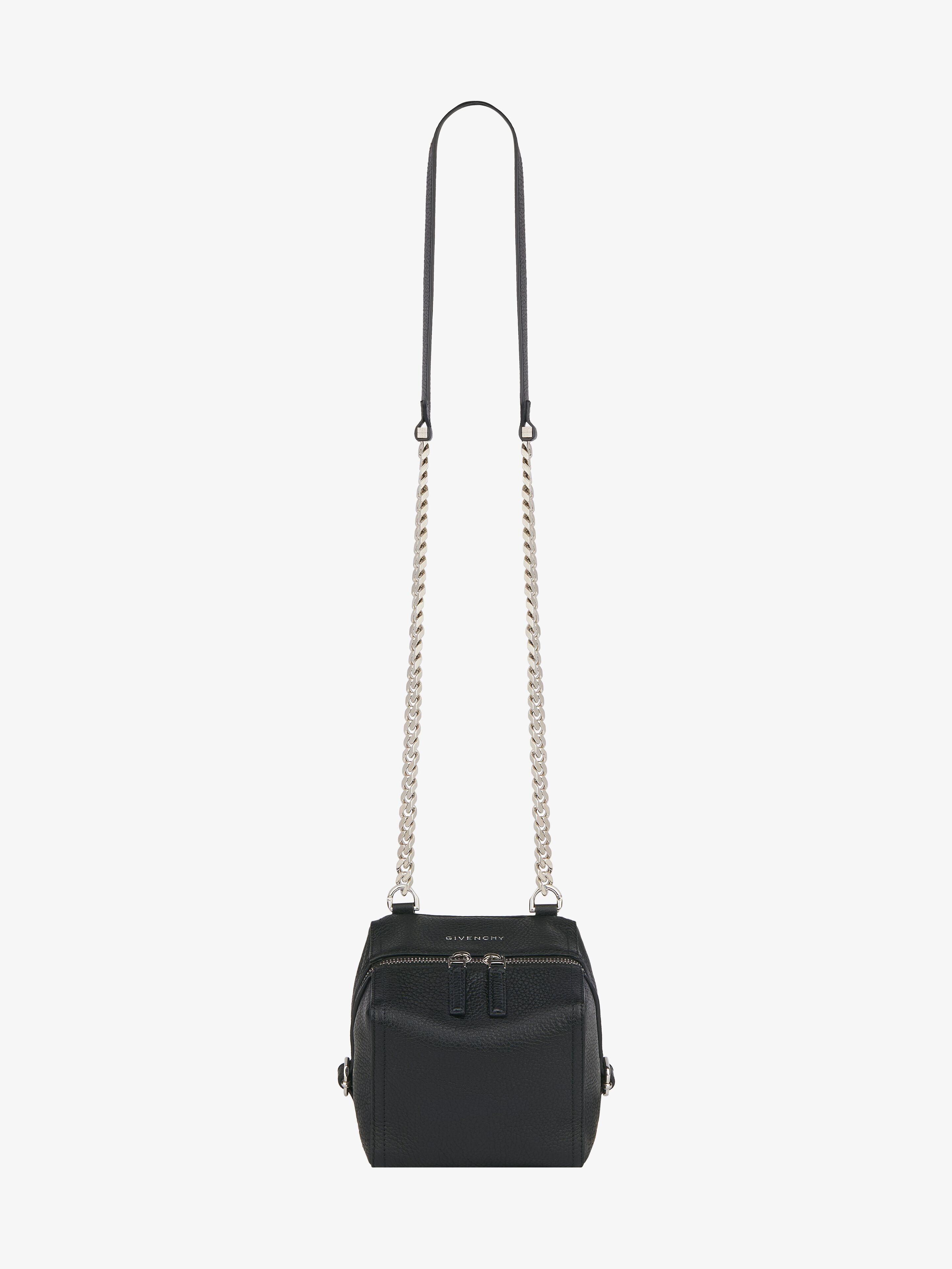 Mini Pandora bag in grained leather with chain - black | Givenchy